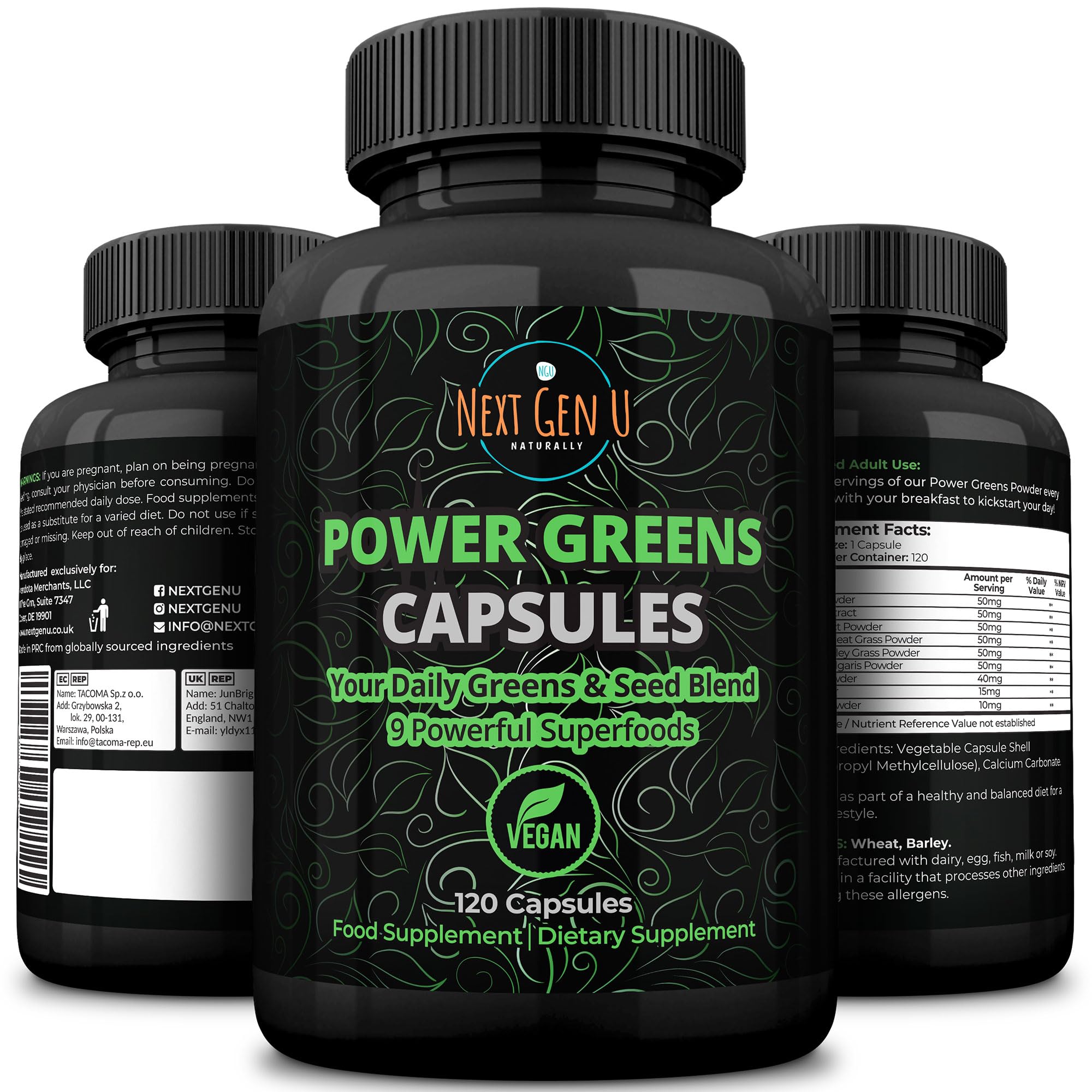 NGU Next Gen U Chlorella Capsules front view with packaging