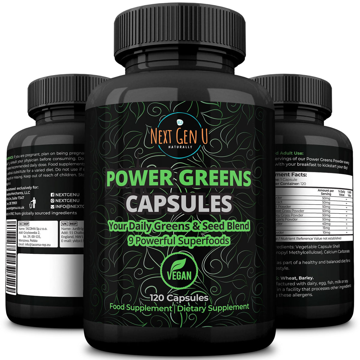 NGU Next Gen U Chlorella Capsules front view with packaging