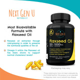 NGU Next Gen U Flax Seed Oil Softgel Capsules on a wooden table