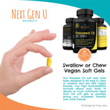 NGU Next Gen U Flax Seed Oil Softgel Capsules with a measuring spoon