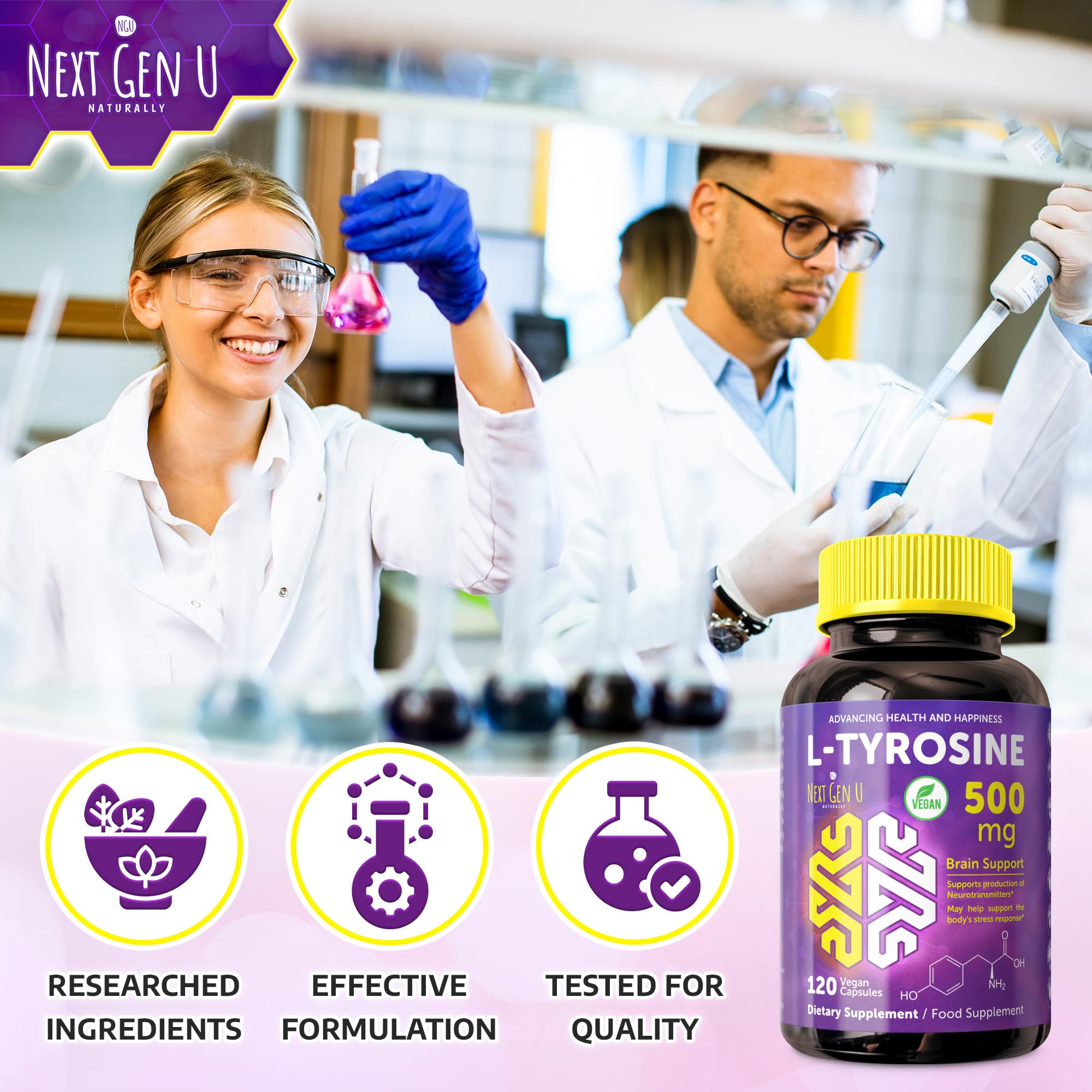 NGU Next Gen U L-Tyrosine supplement packaging details