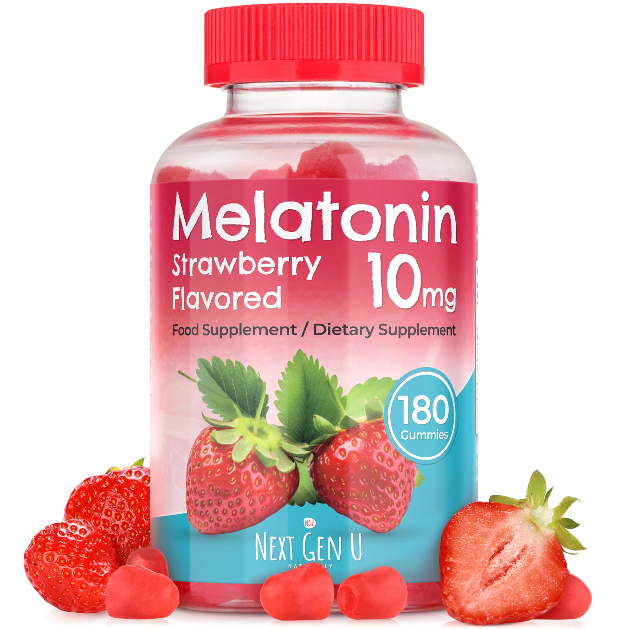 NGU Next Gen U Melatonin Gummies 10mg Strawberry flavour front view