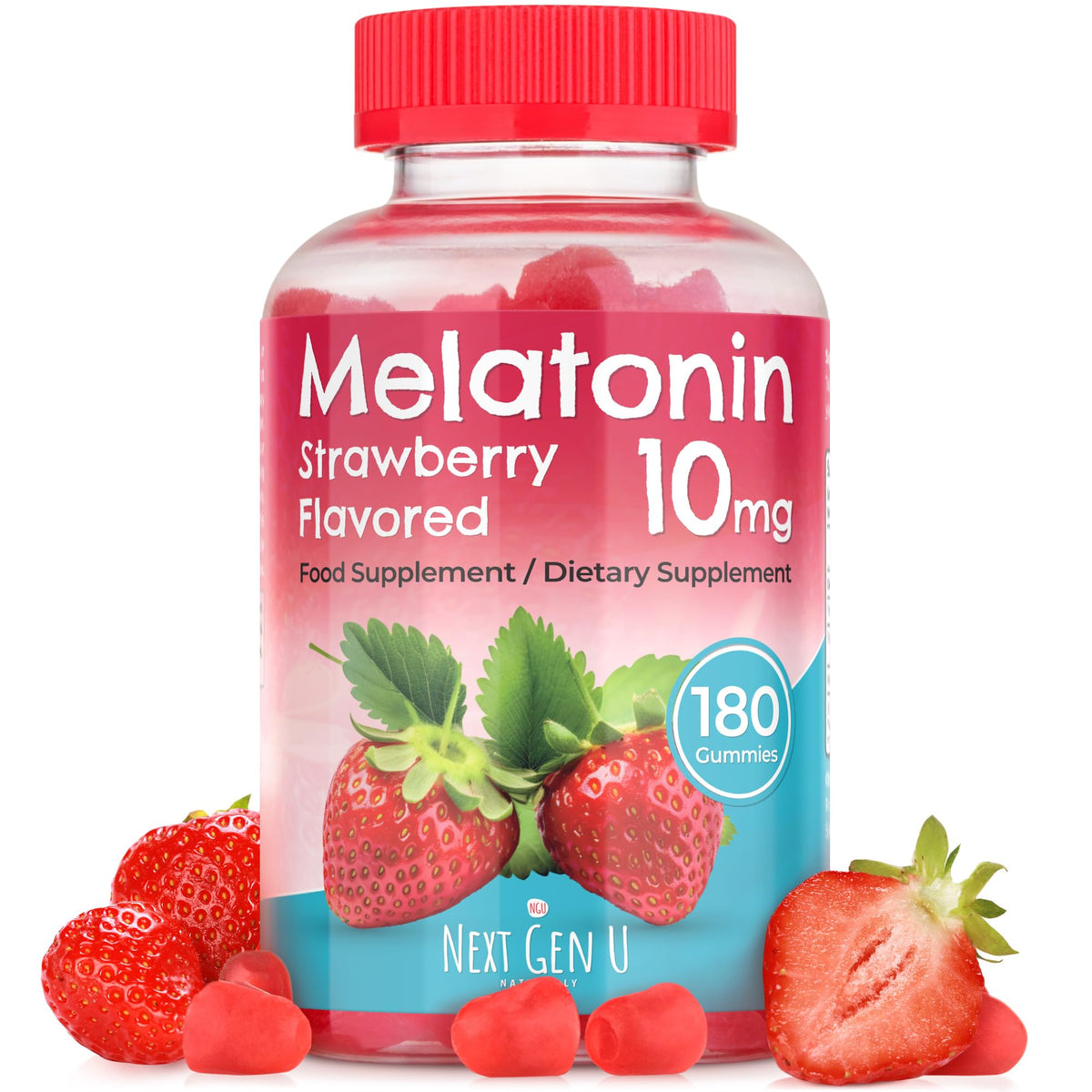 NGU Next Gen U Melatonin Gummies 10mg Strawberry flavour front view
