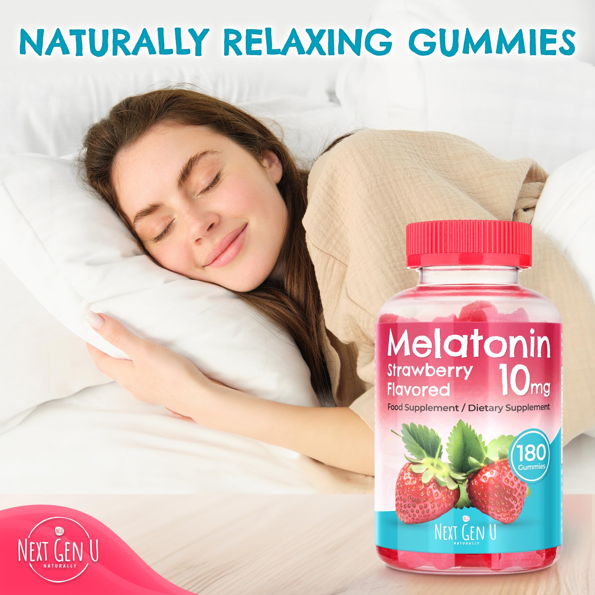 NGU Next Gen U Melatonin Gummies 10mg Strawberry flavour side view