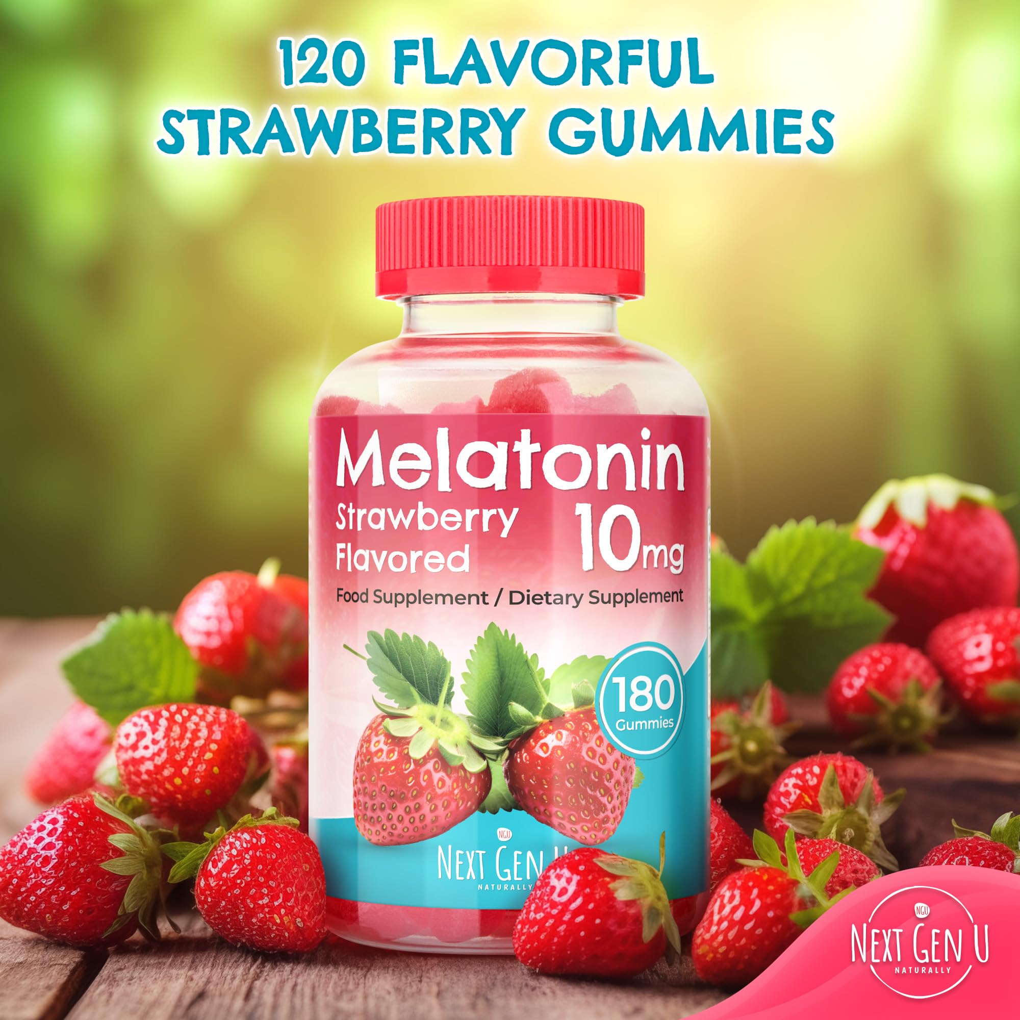 NGU Next Gen U Melatonin Gummies 10mg Strawberry flavour with ingredients