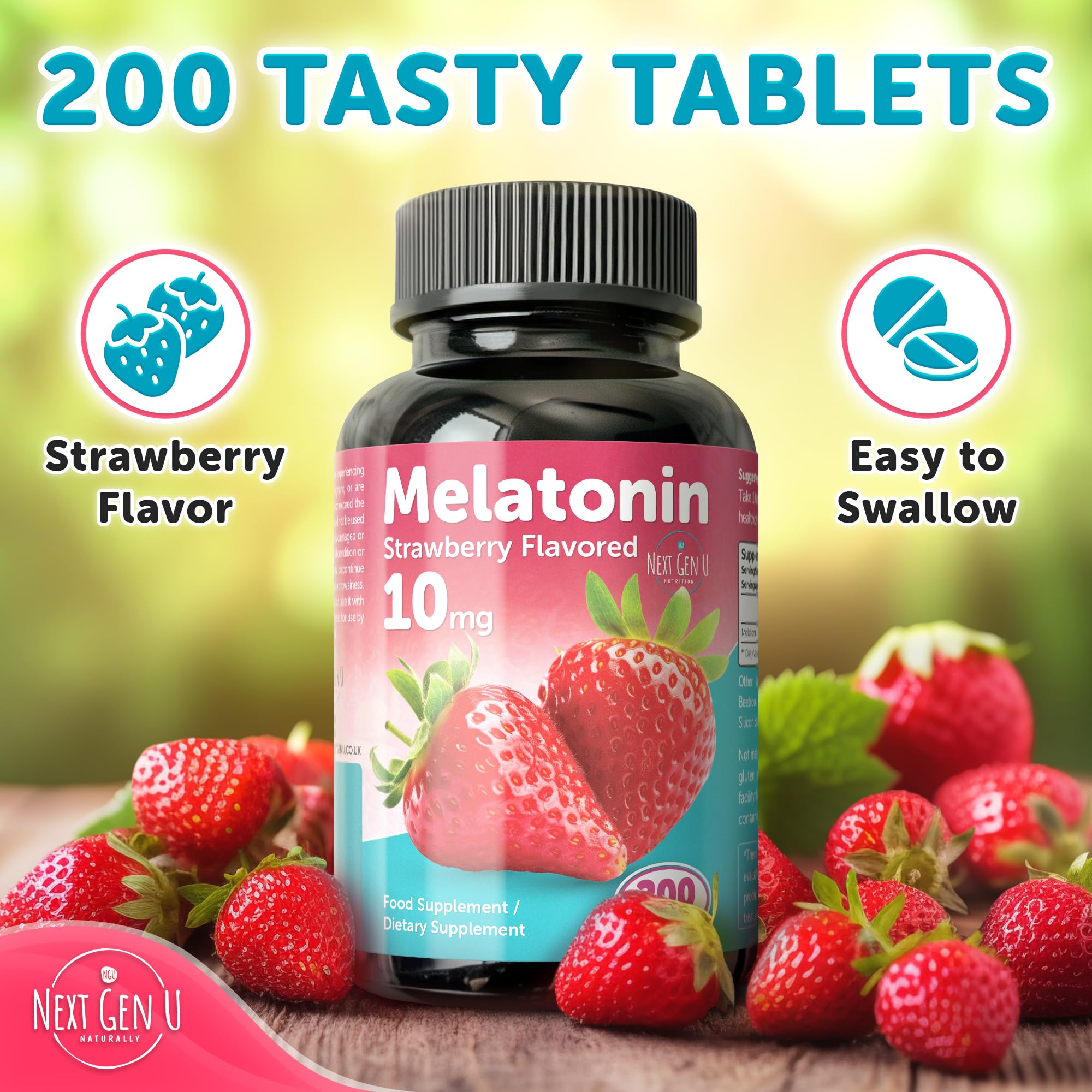 NGU Next Gen U Melatonin Sleep Supplement tablets in a hand