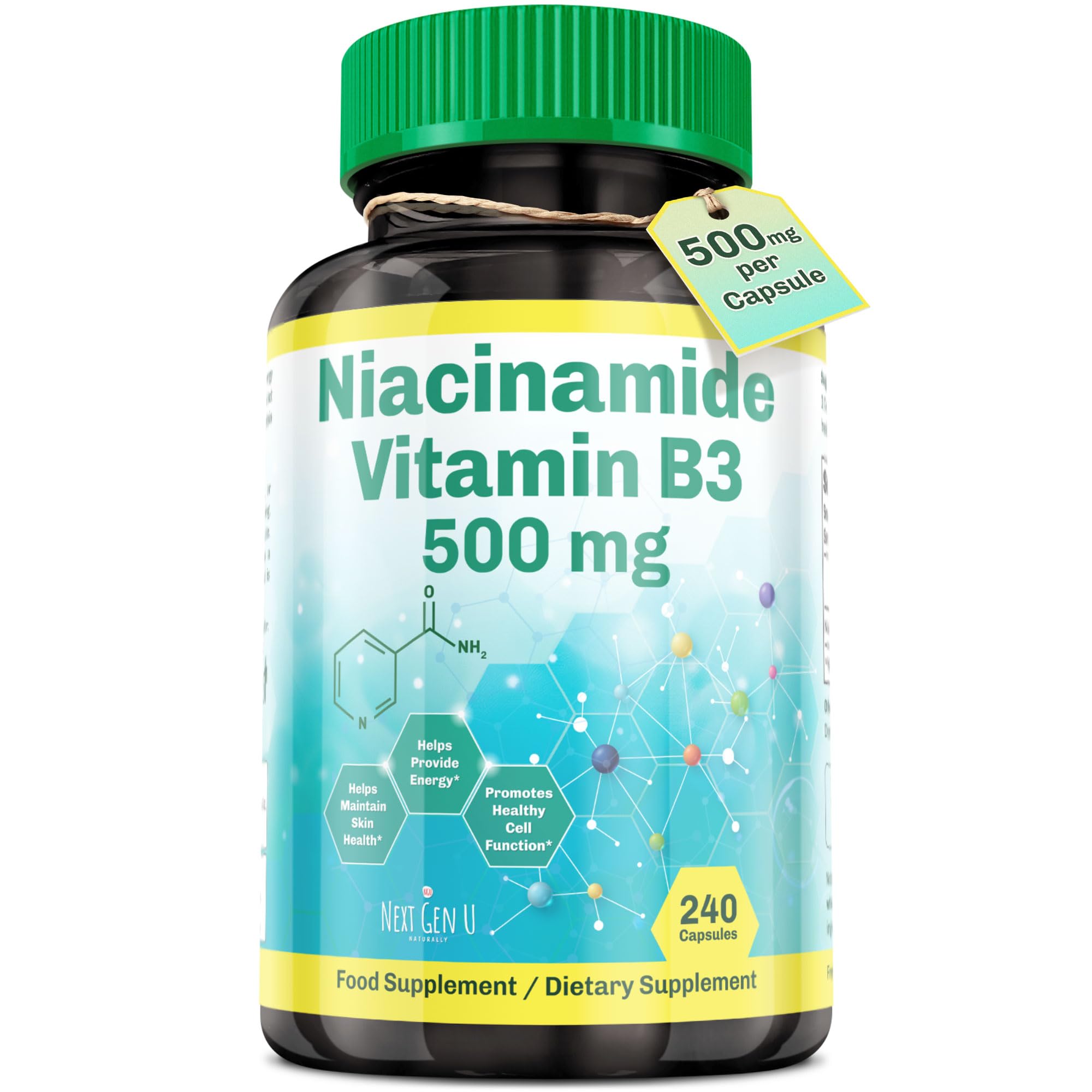 NGU Next Gen U Niacin 240 count dietary supplement capsules front view