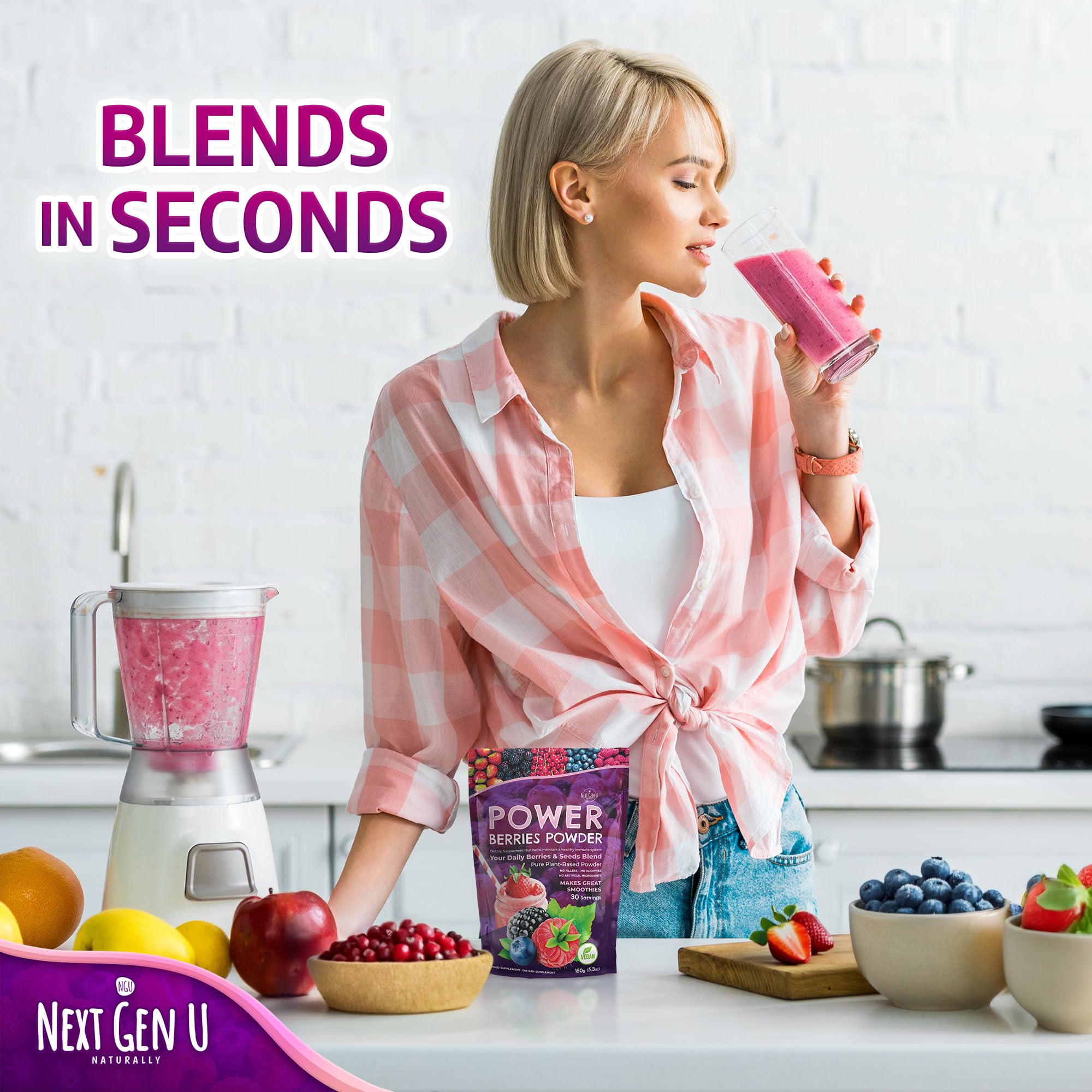 NGU Next Gen U Super Berry Powder 649g lifestyle scene