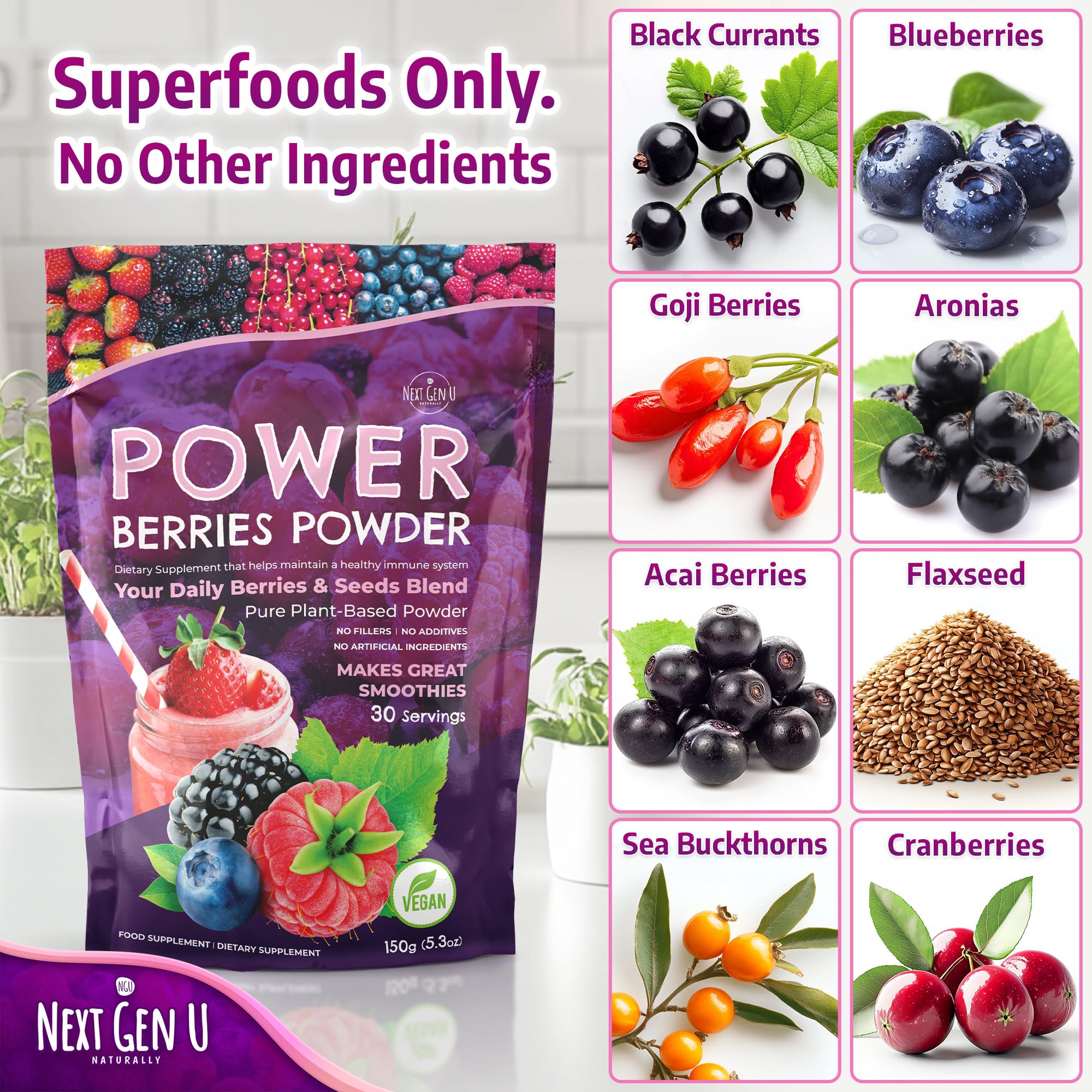 NGU Next Gen U Super Berry Powder 649g packaging