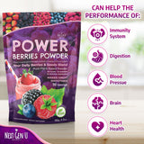 NGU Next Gen U Super Berry Powder 649g scoop with powder