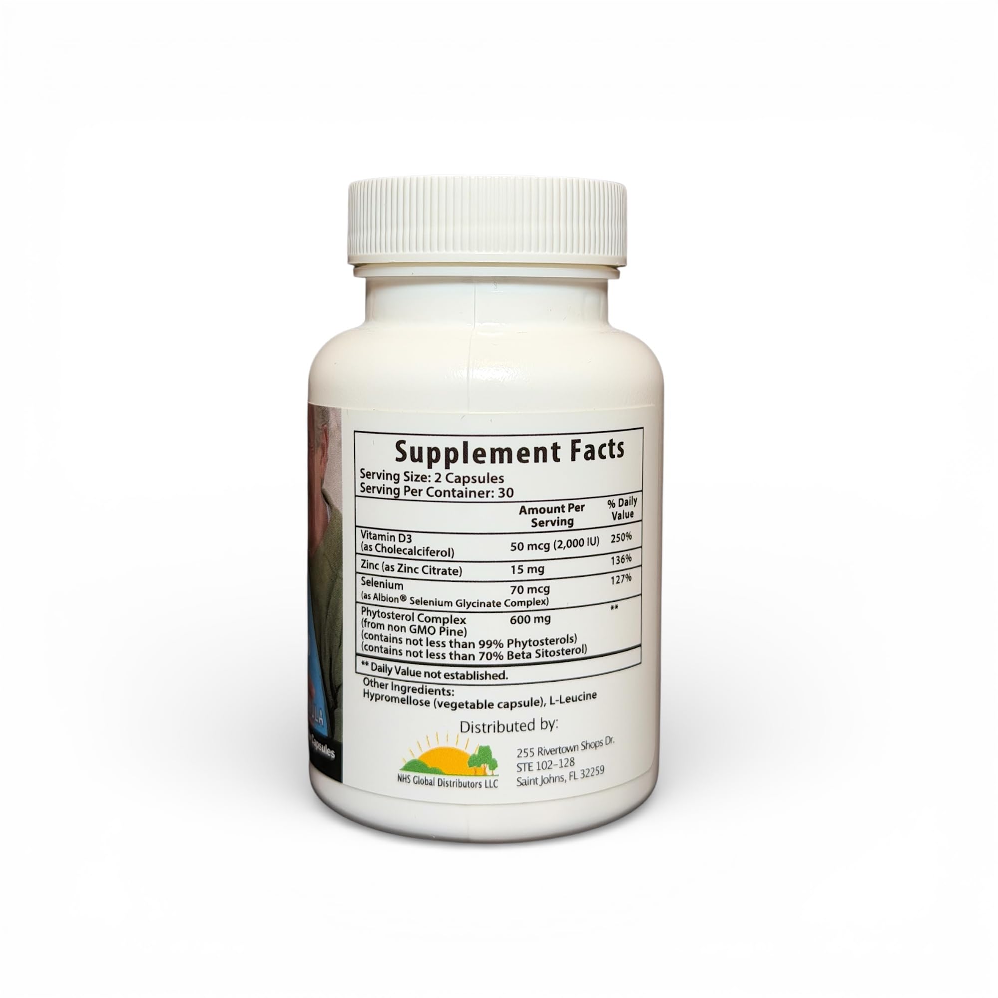 NHS Global Prostate Miracle Advanced Formula capsules on a wooden table