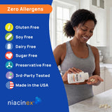 Niacinex Vitamin B3 500mg supplement bottle open
