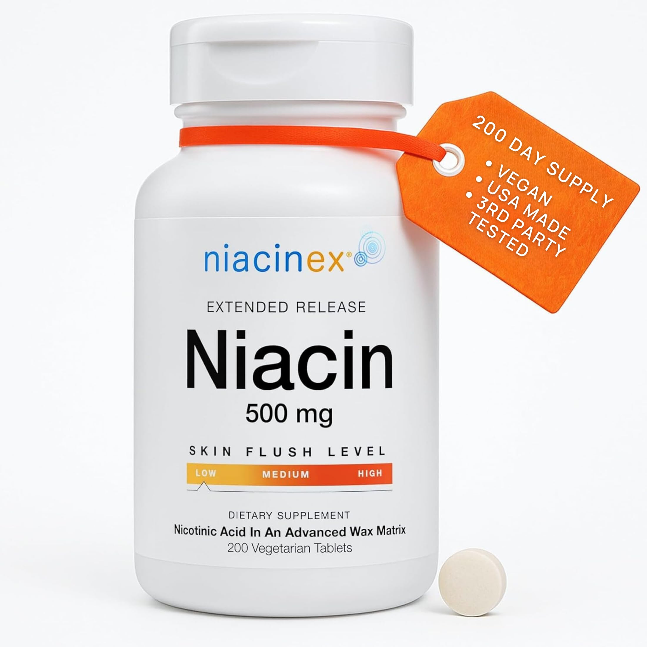 Niacinex Vitamin B3 500mg supplement front view