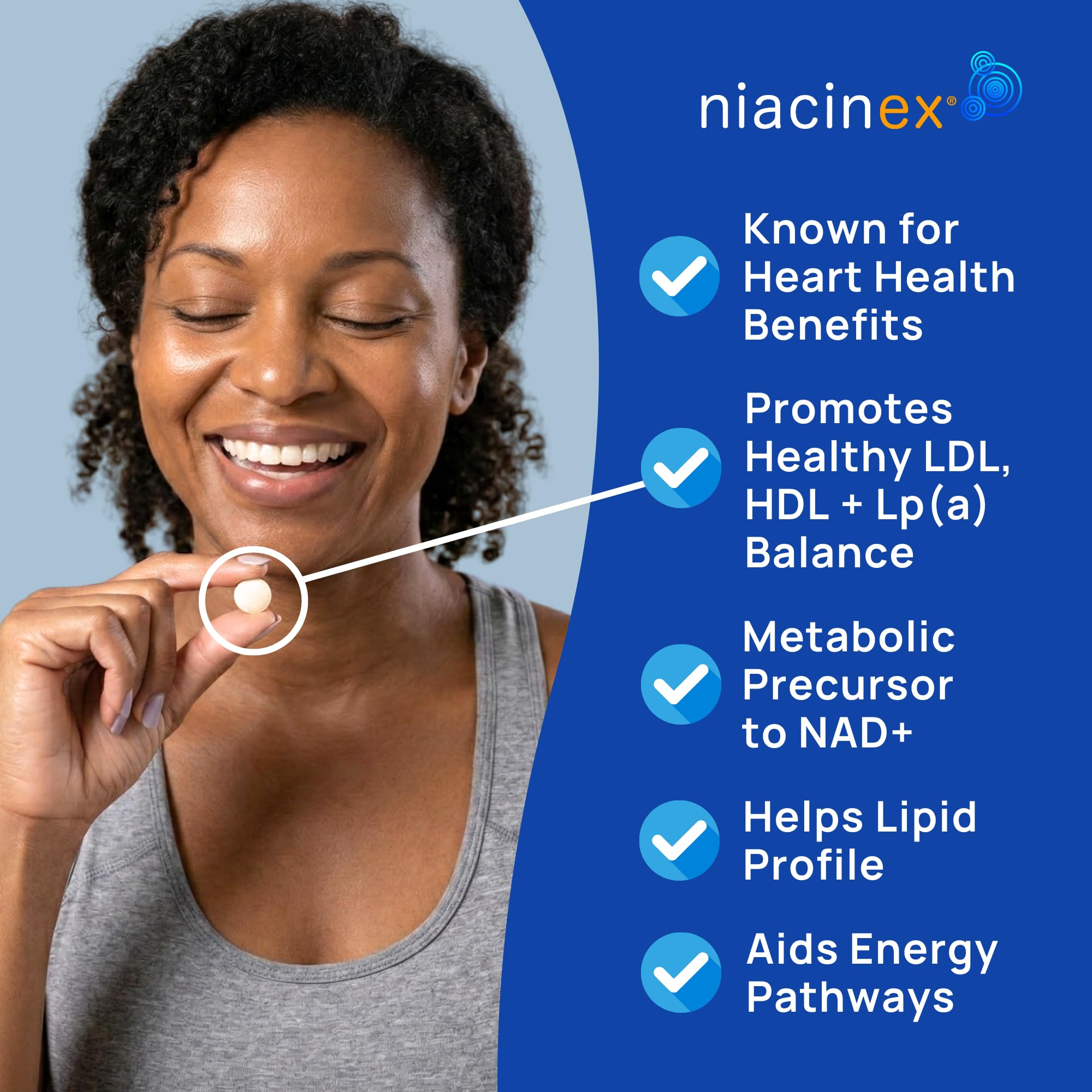 Niacinex Vitamin B3 500mg tablet close-up