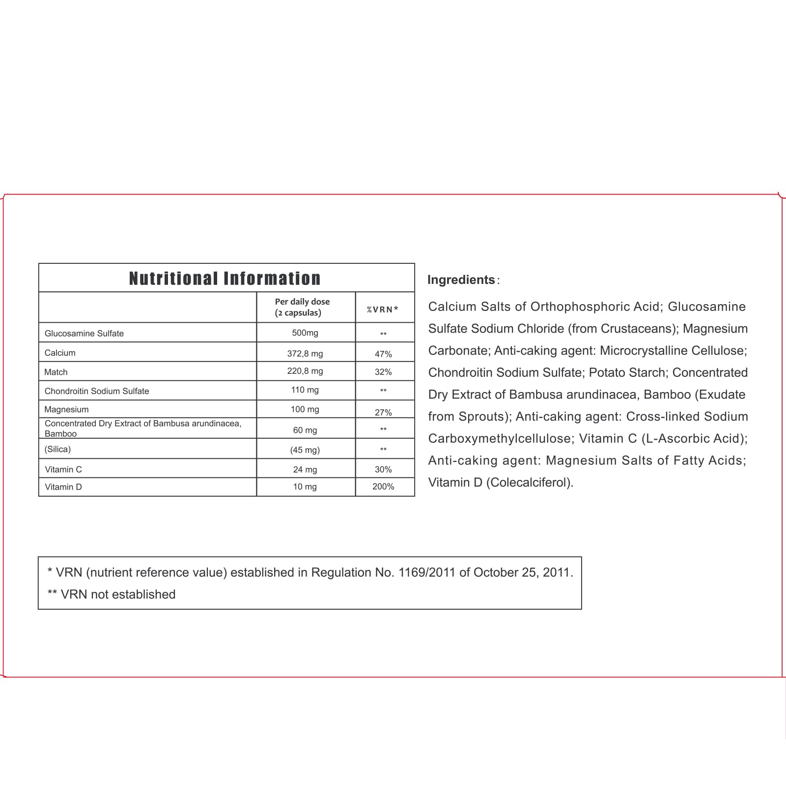 Nichalous Chondroitin Supplement tablets close-up