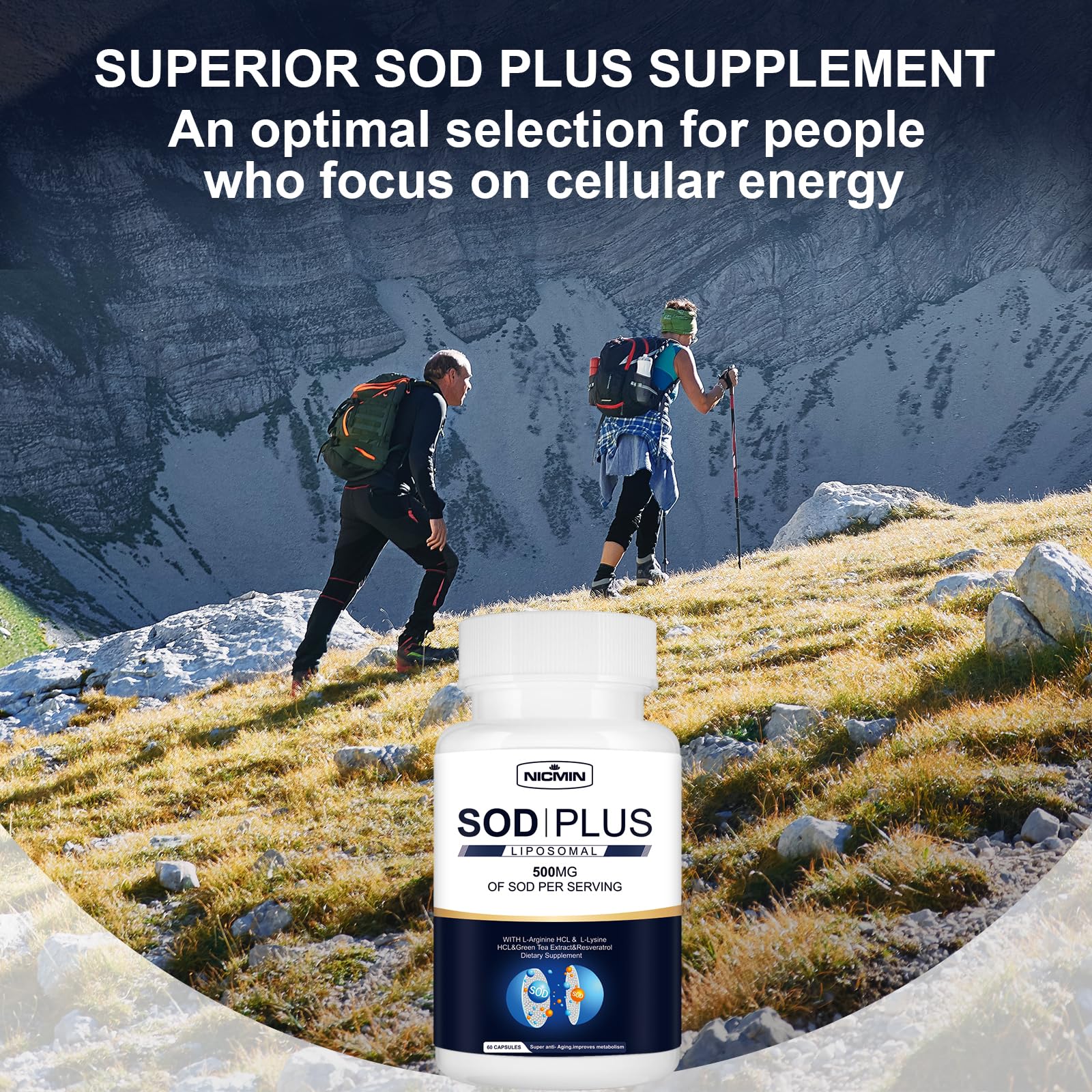 NICMIN Antioxidant Supplement capsules in a spoon