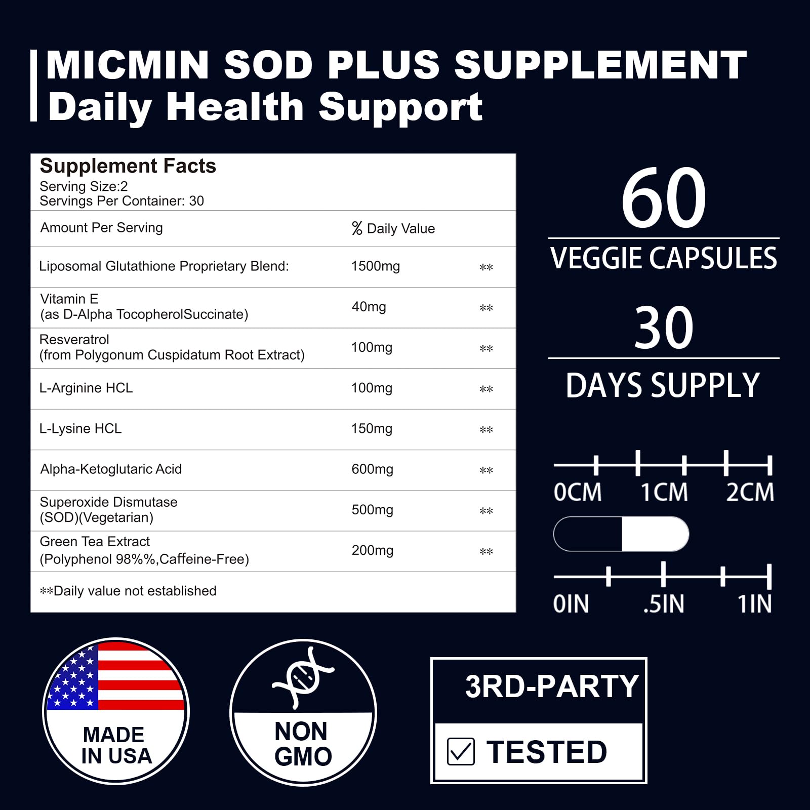 NICMIN Antioxidant Supplement side view showing capsule