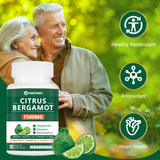 NICMIN Bergamot Supplement 1500mg displayed on a wooden table