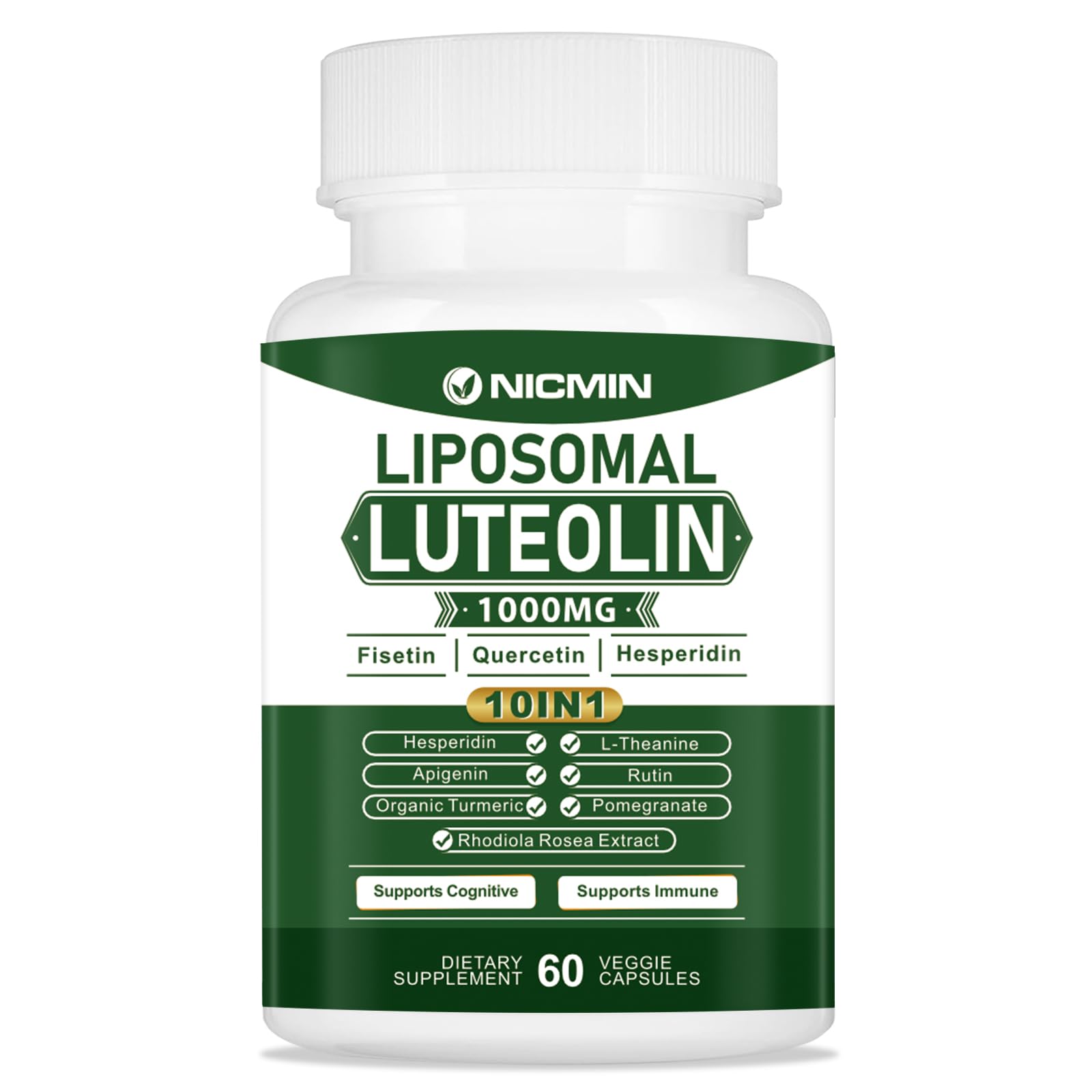 NICMIN Liposomal Luteolin Supplement 1000mg front view