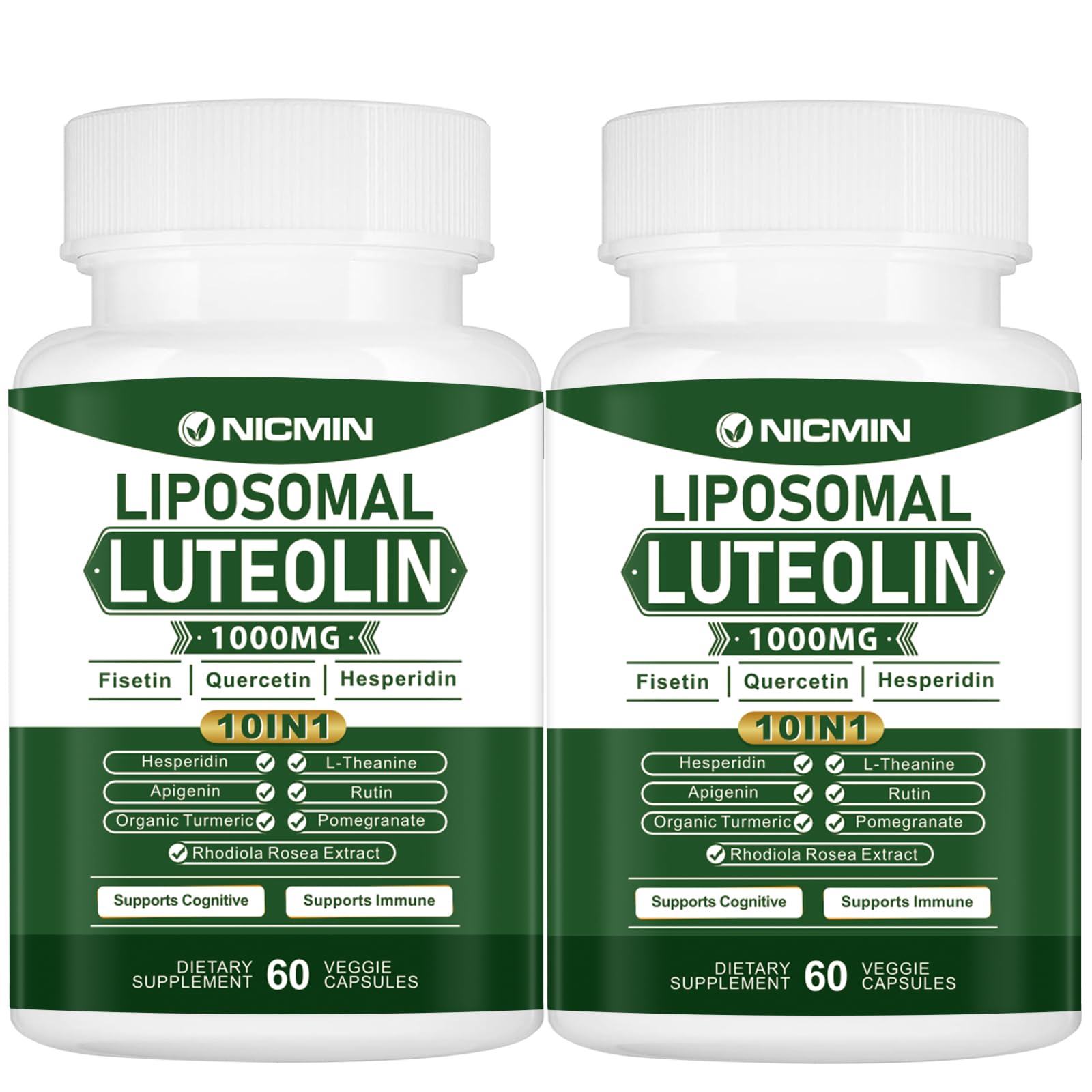 NICMIN Luteolin Supplement 70g front view with packaging