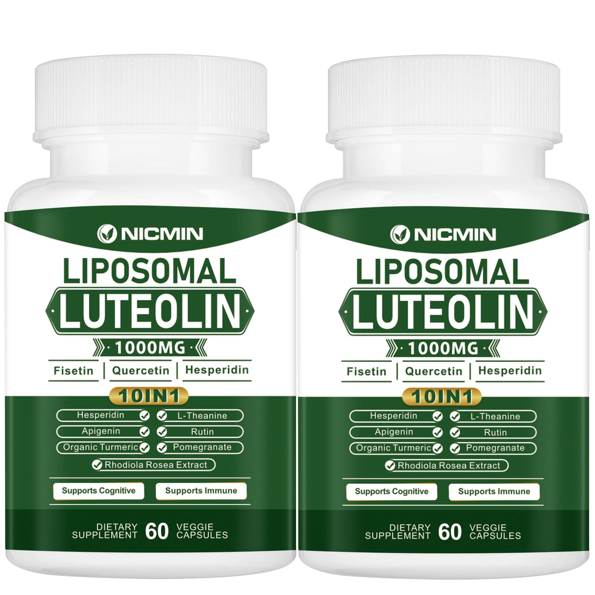 NICMIN Luteolin Supplement 70g front view with packaging