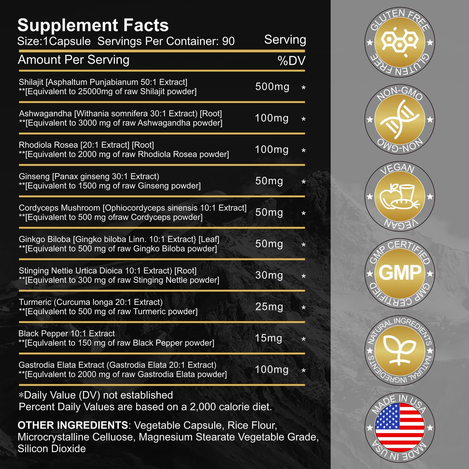 NICMIN Shilajit Supplement 10 in 1 Capsules packaging