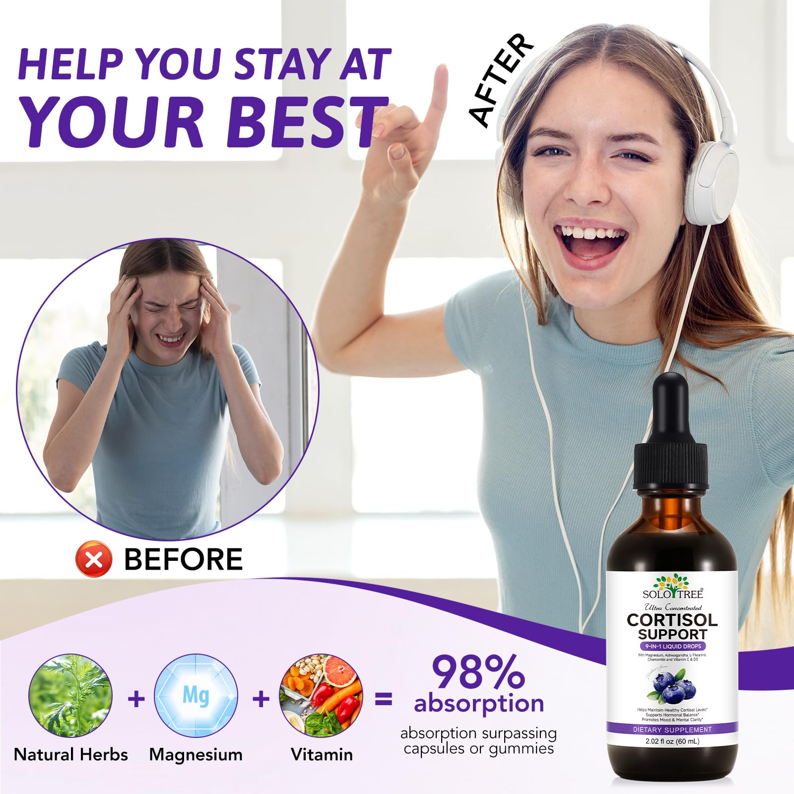 NIFEISHI Cortisol Reducer Liquid Drops with blueberries