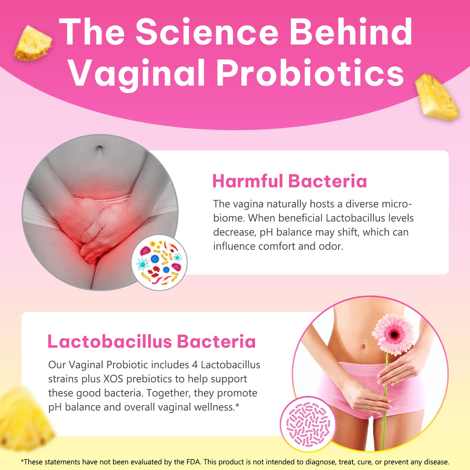 NIFEISHI Feminine Balance Probiotic Gummies 185g with fresh pineapple