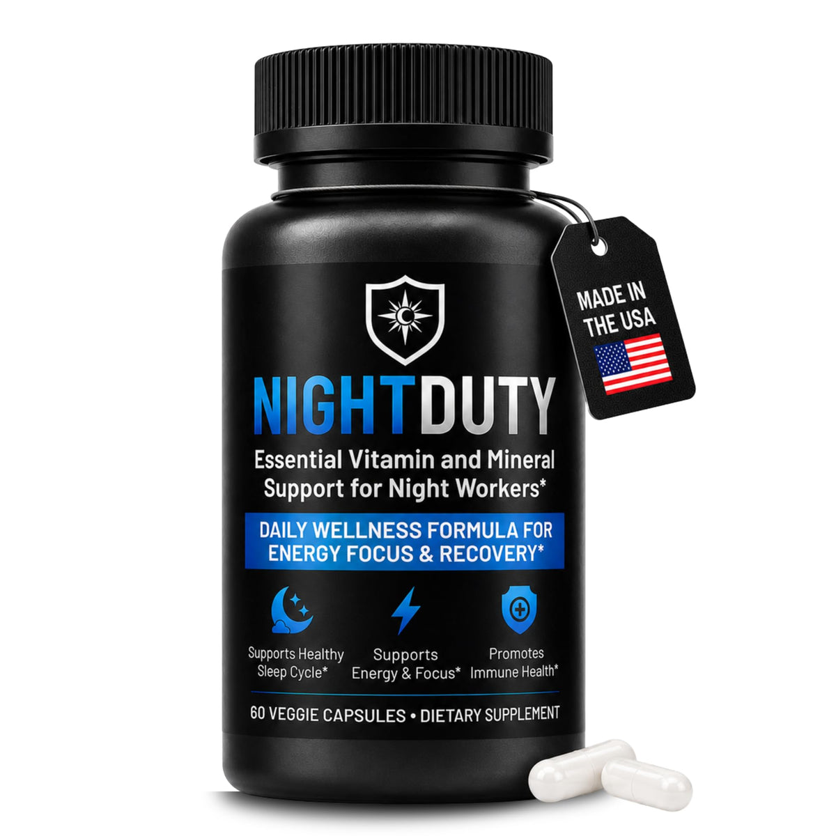 NIGHTDUTY Multivitamin 60 Capsules front view