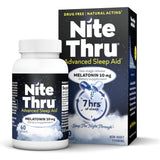 Nite Thru Advanced Sleep Supplement 10mg Melatonin capsules front view