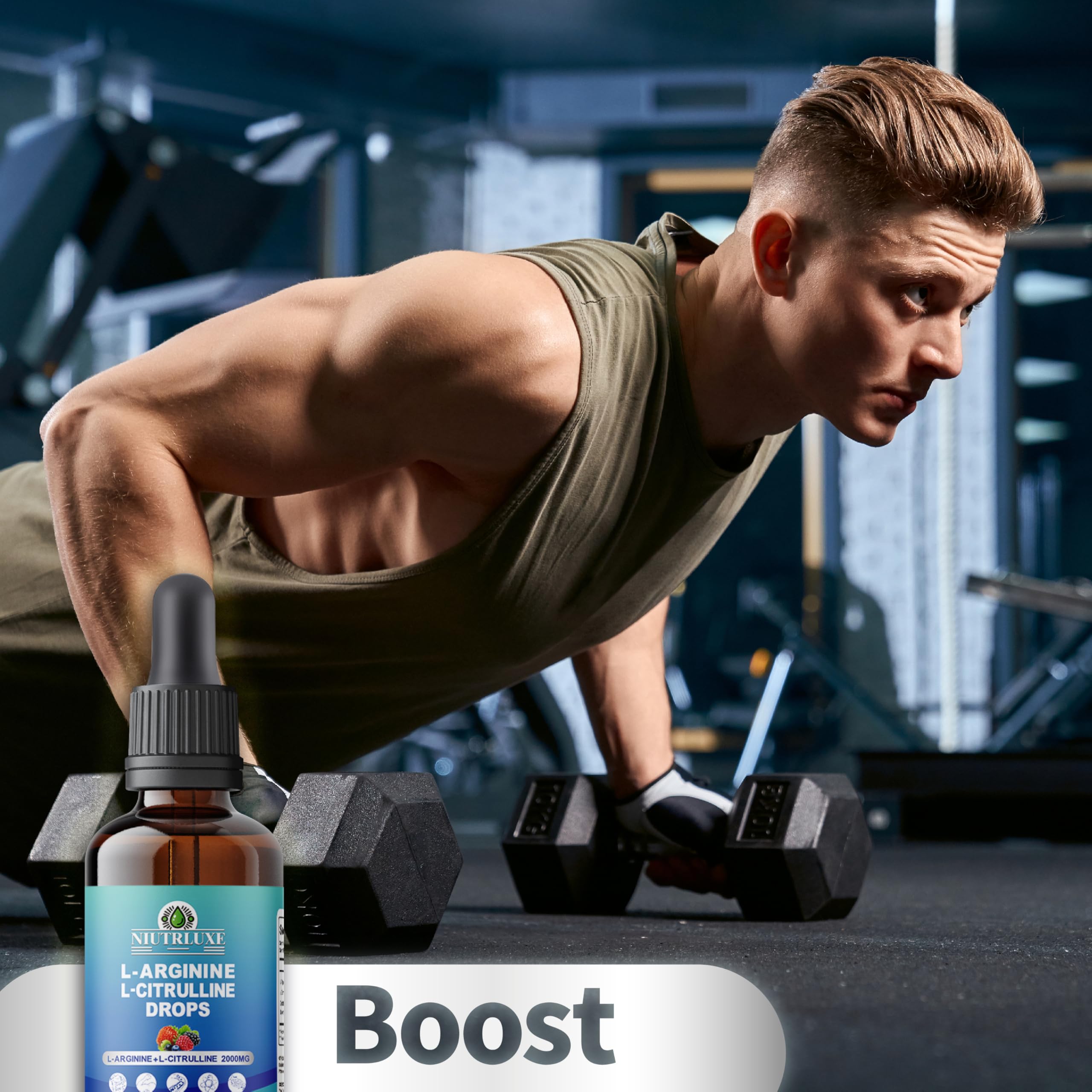 NIUTRLUXE L-Arginine Liquid Drops 1000mg with measuring dropper