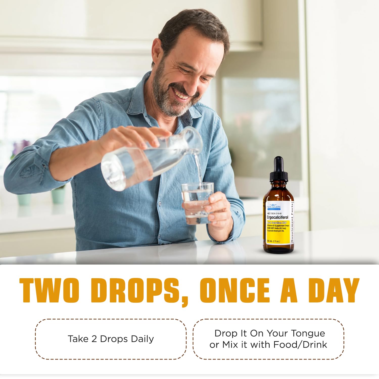 Nivagen Vitamin D2 Liquid Drops 60ml bottle packaging