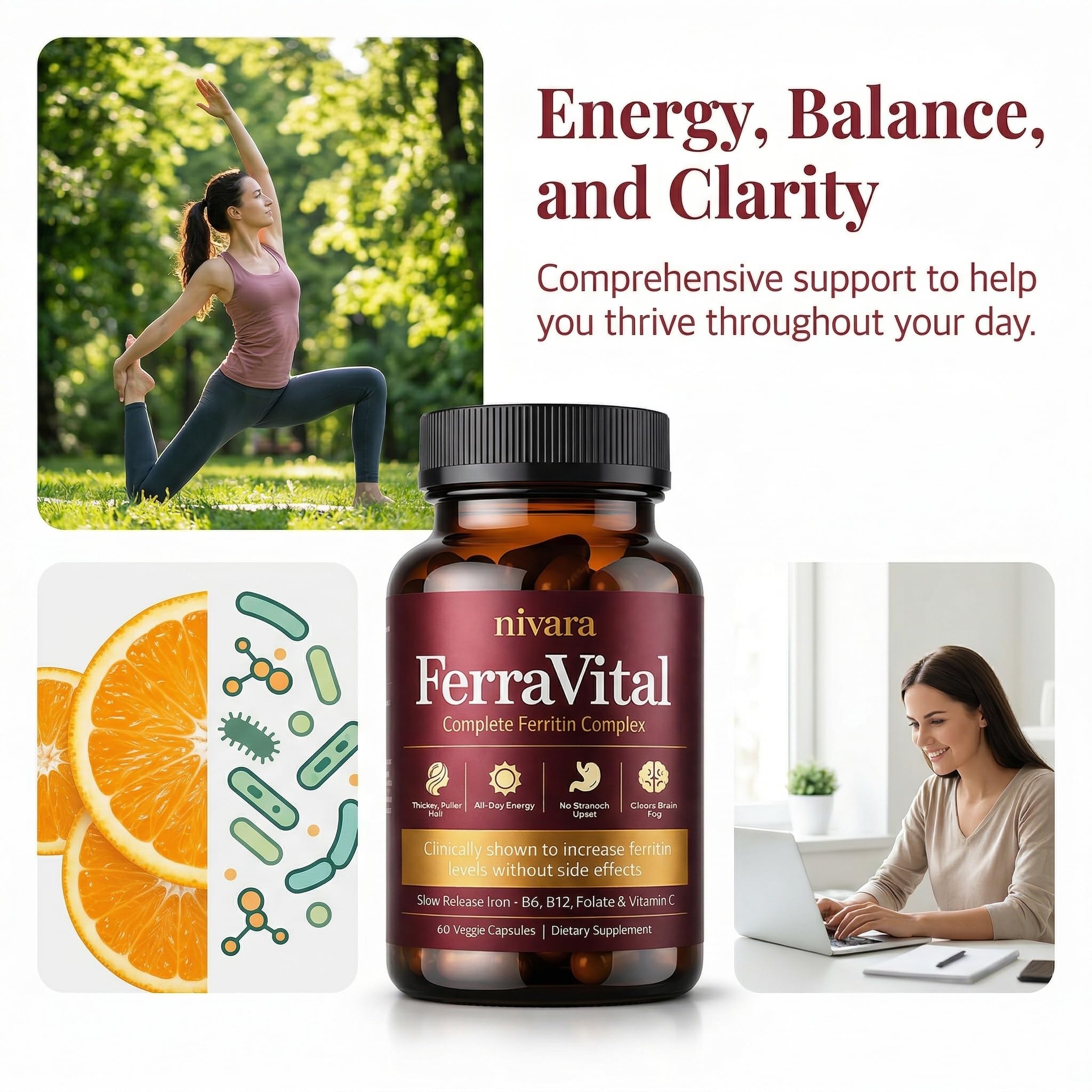 NIVARA FerraVital Iron Support for Women bottle side view