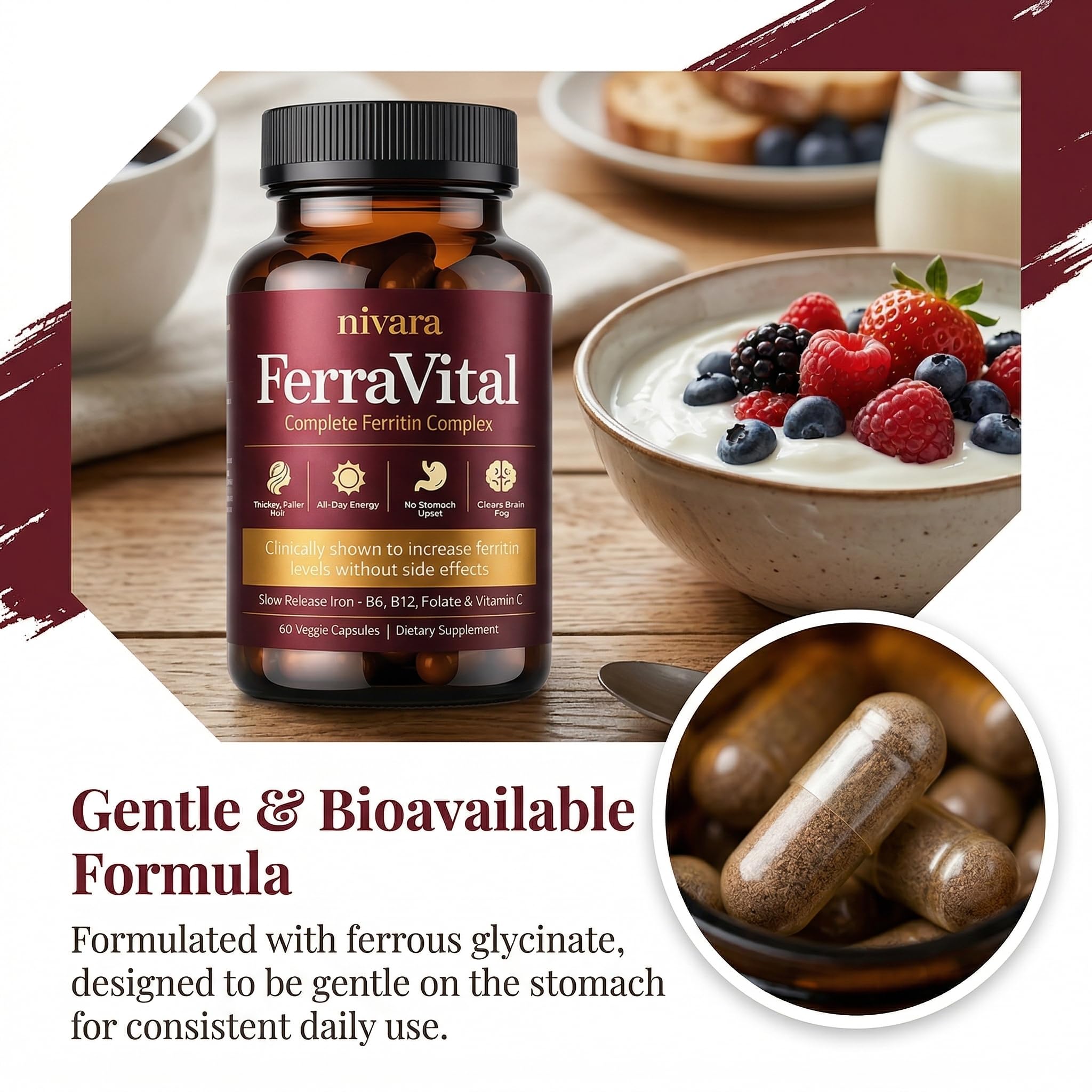 NIVARA FerraVital Iron Support for Women capsules close-up