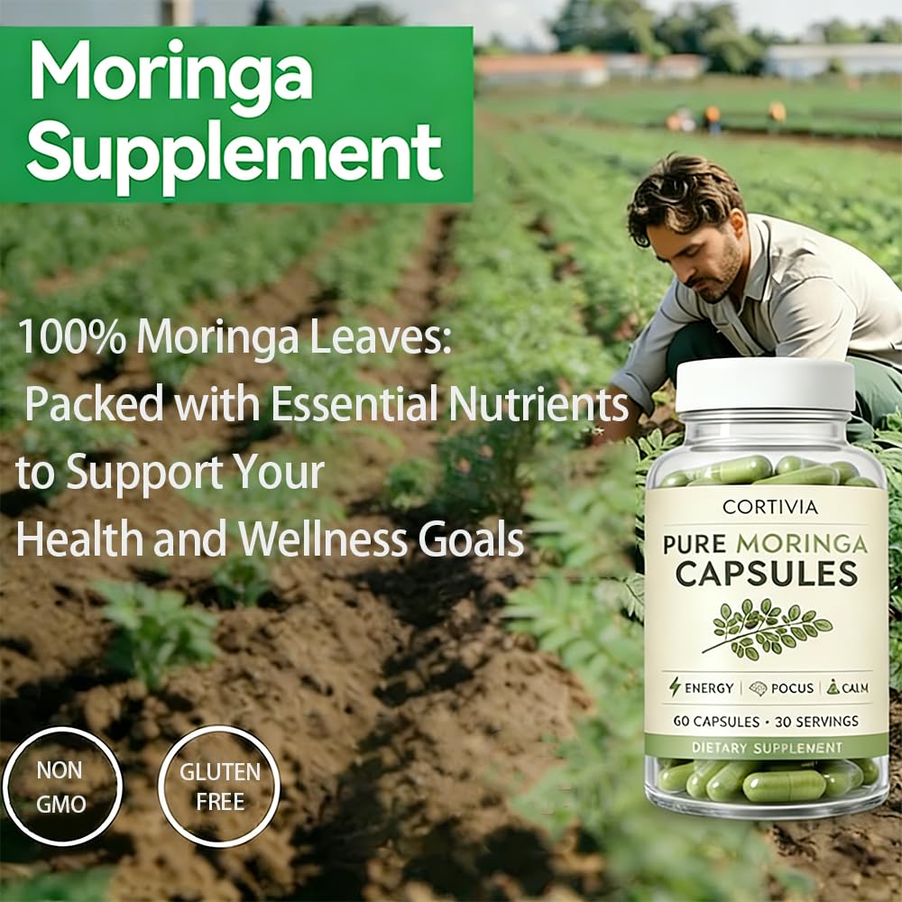 NIVELLE Moringa Capsules open bottle with capsules visible