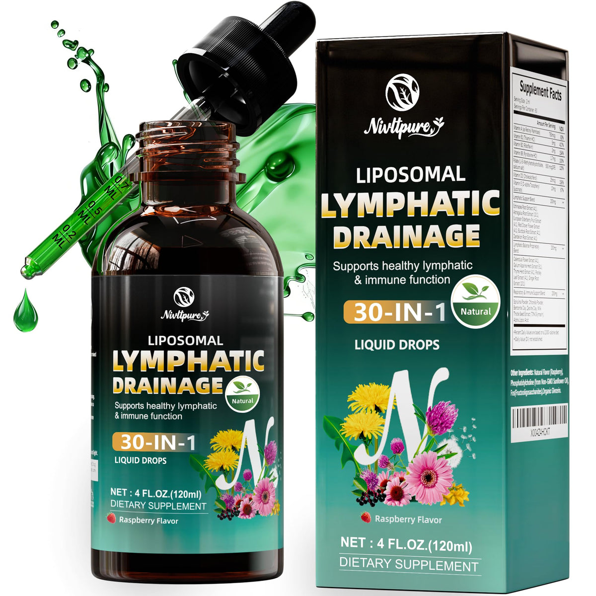 Nivltpure Herbal Lymphatic Support Drops 4 fl oz front view