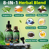 Nivltpure Oregano Oil 8-in-1 Herbal Supplement bottle side view