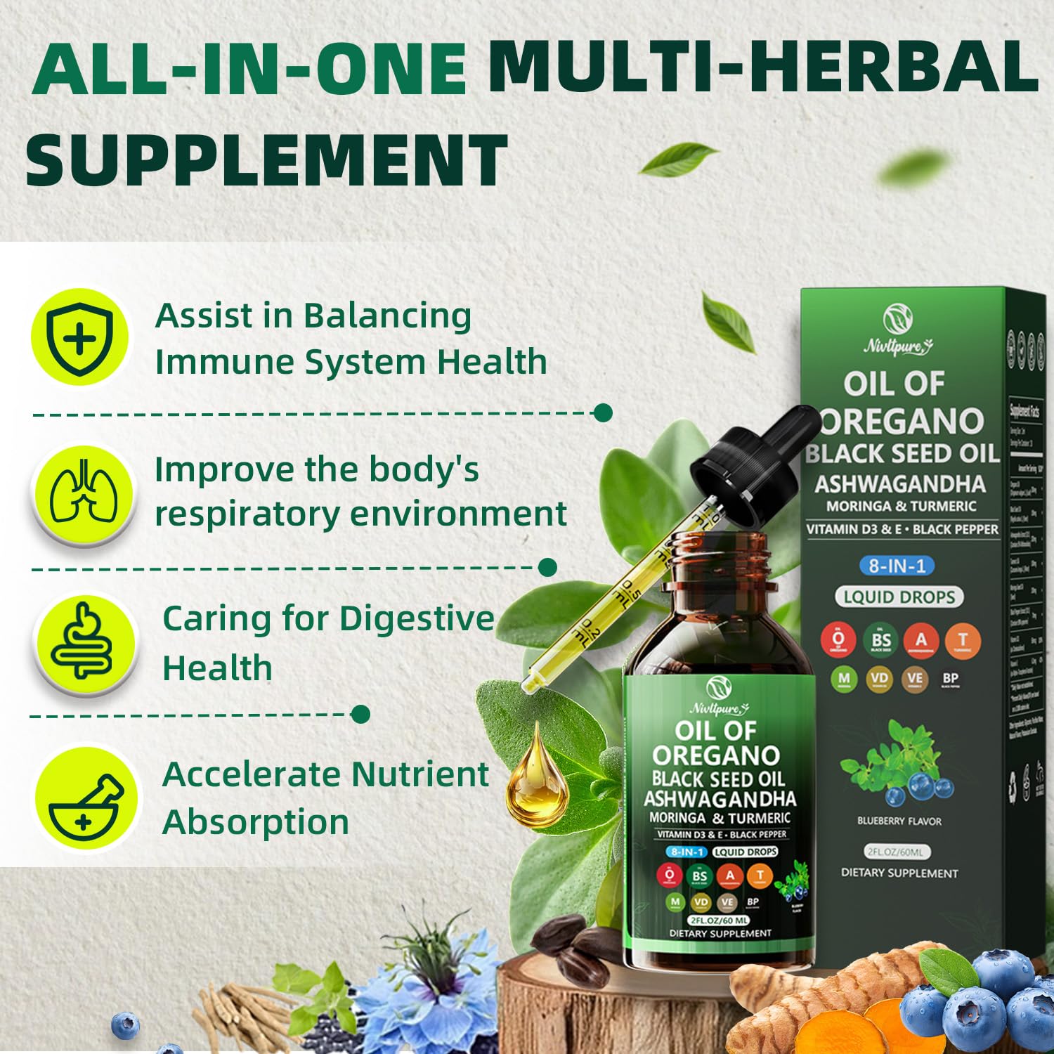 Nivltpure Oregano Oil 8-in-1 Herbal Supplement lifestyle scene
