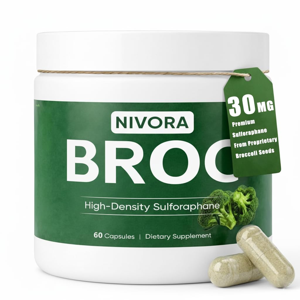 NIVORA Broccoli Sprout Sulforaphane Supplement 60 Capsules front view