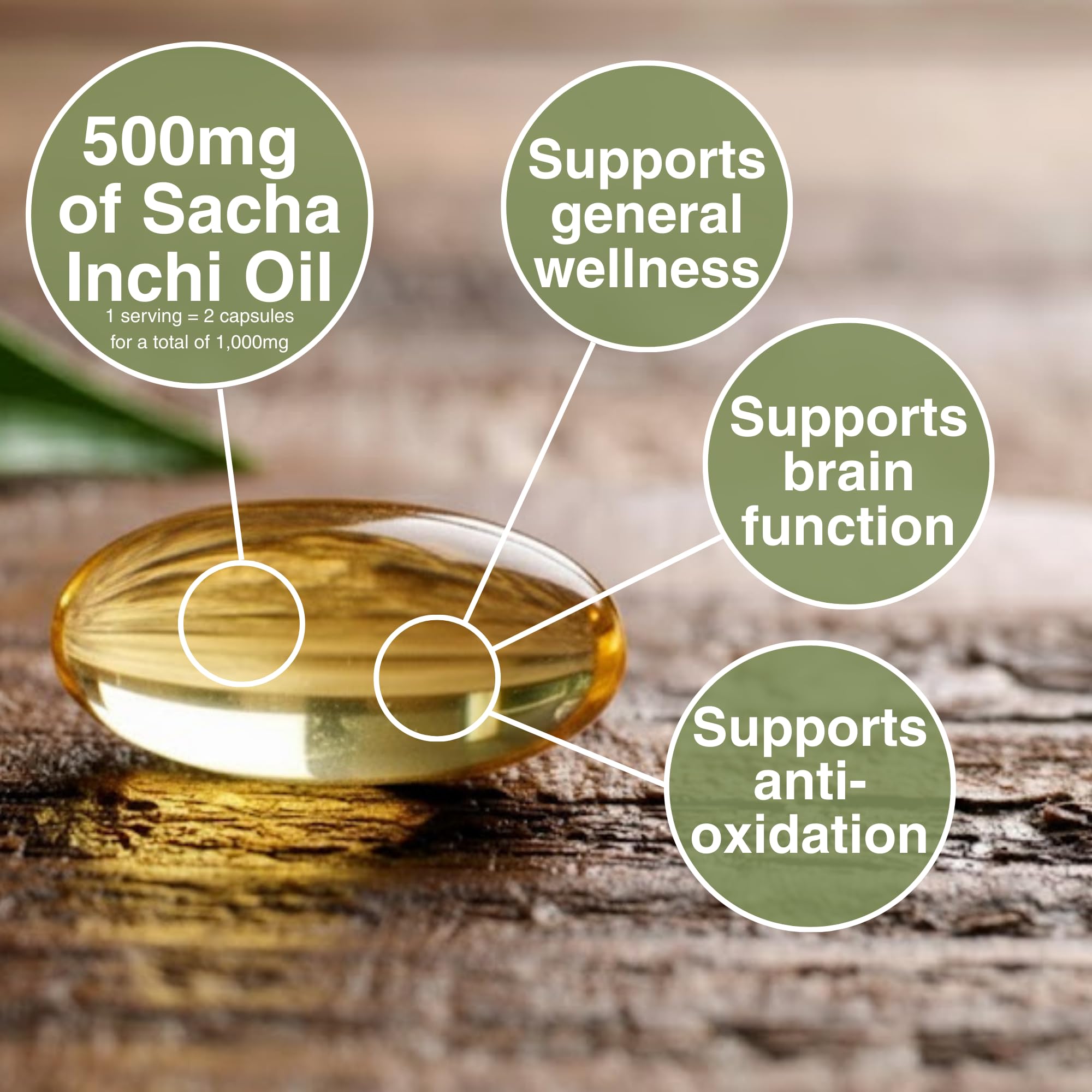 NKG Sacha Inchi Oil capsules with fresh Sacha Inchi seeds