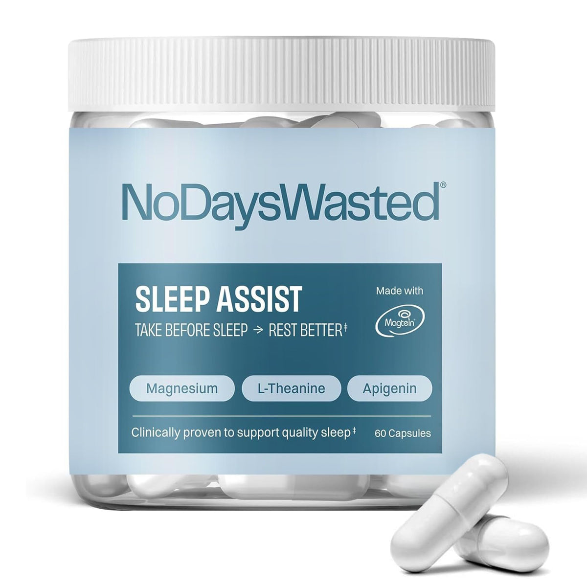 No Days Wasted Magnesium Supplement 60 capsules front view