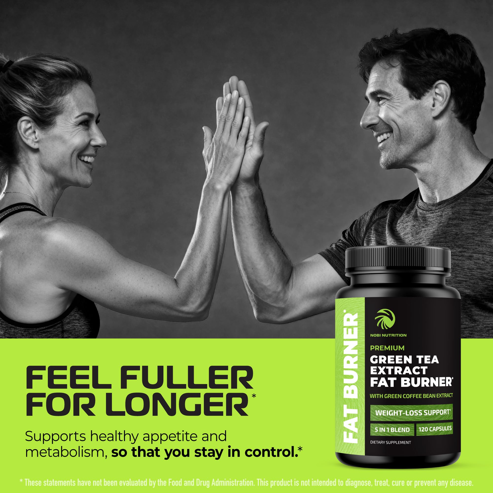 Nobi Nutrition Green Tea Fat Burner 132g with bottle cap