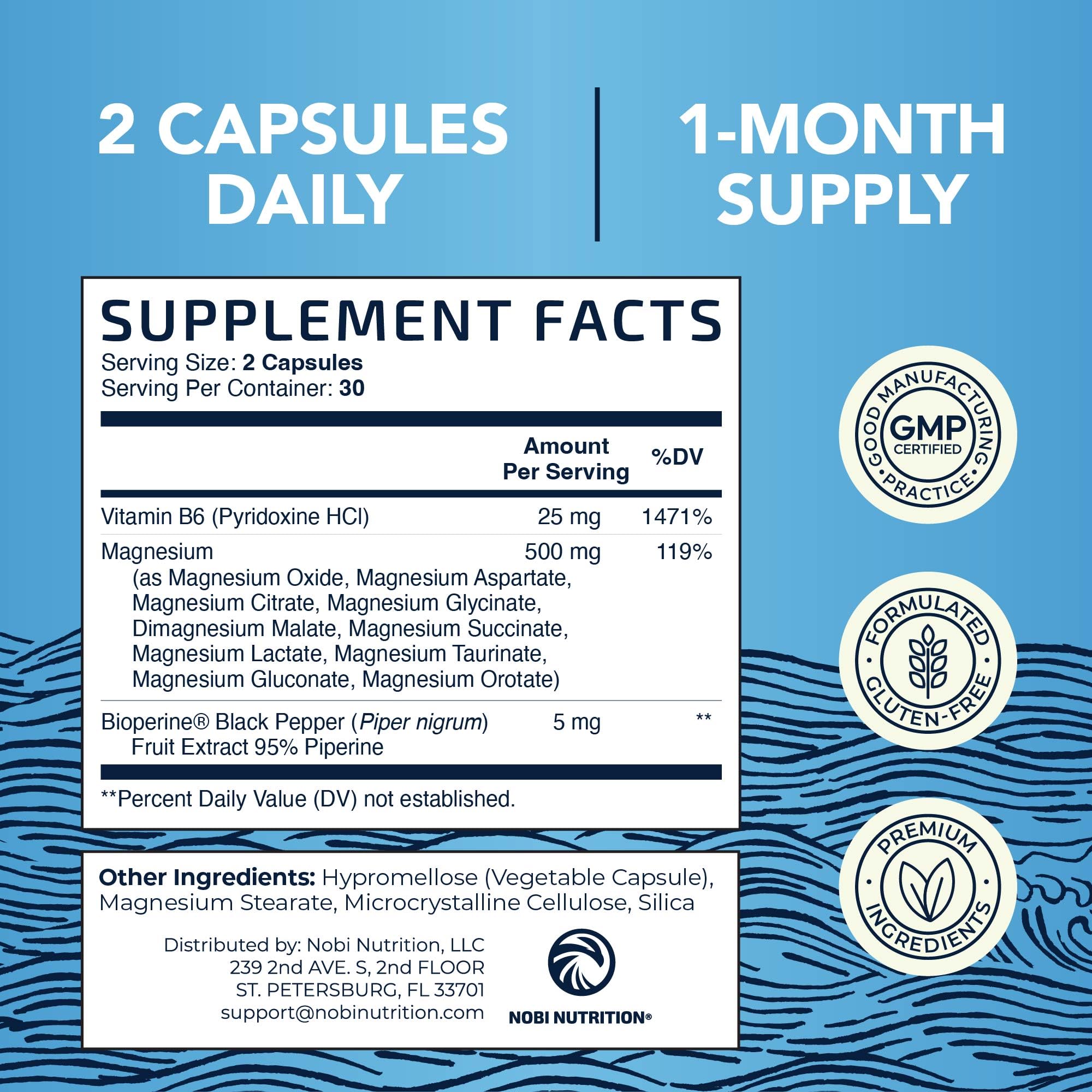 Nobi Nutrition Magnesium Complex 500mg on a wooden table
