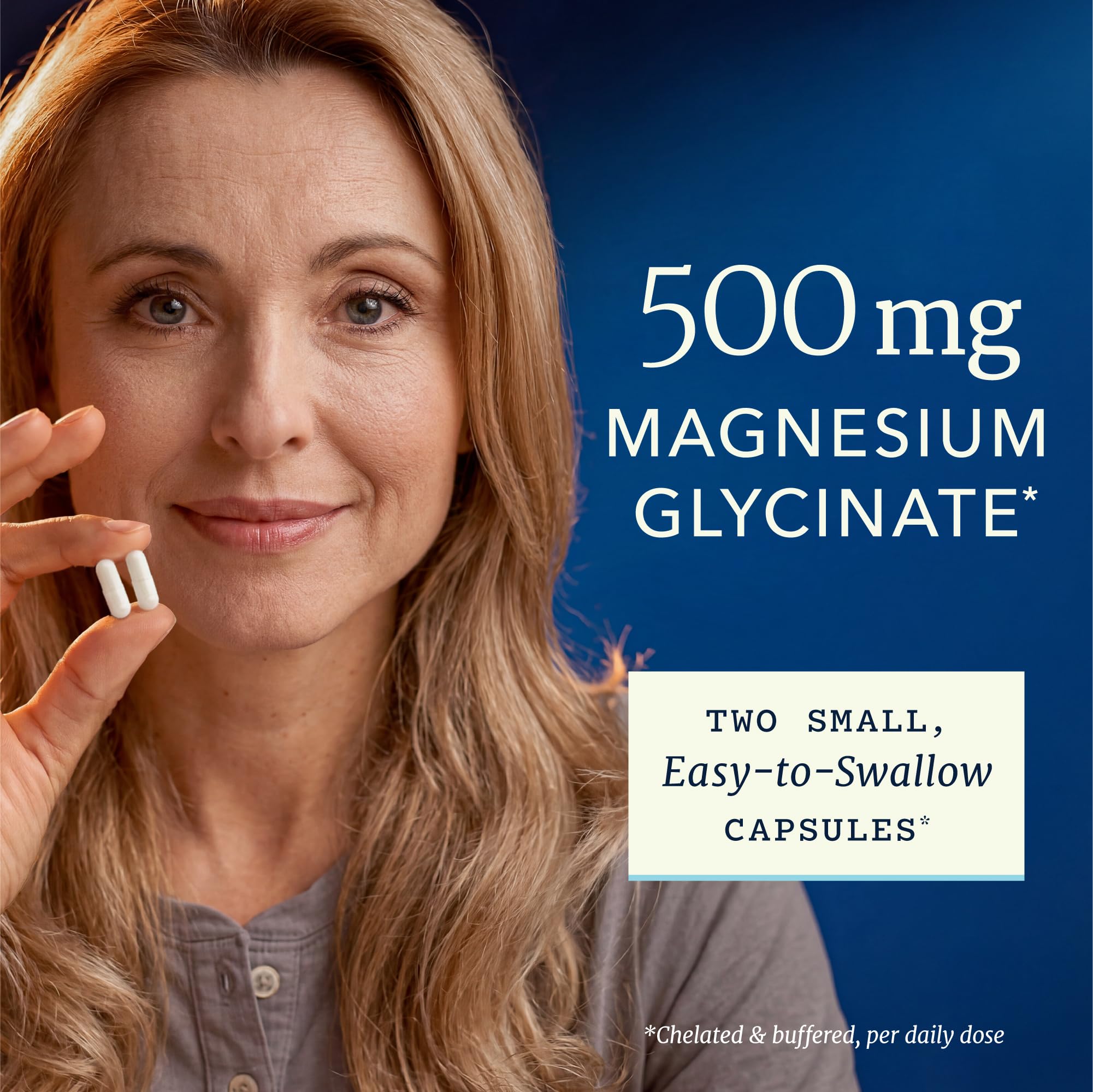 Nobi Nutrition Magnesium Glycinate 500mg capsules on a wooden table