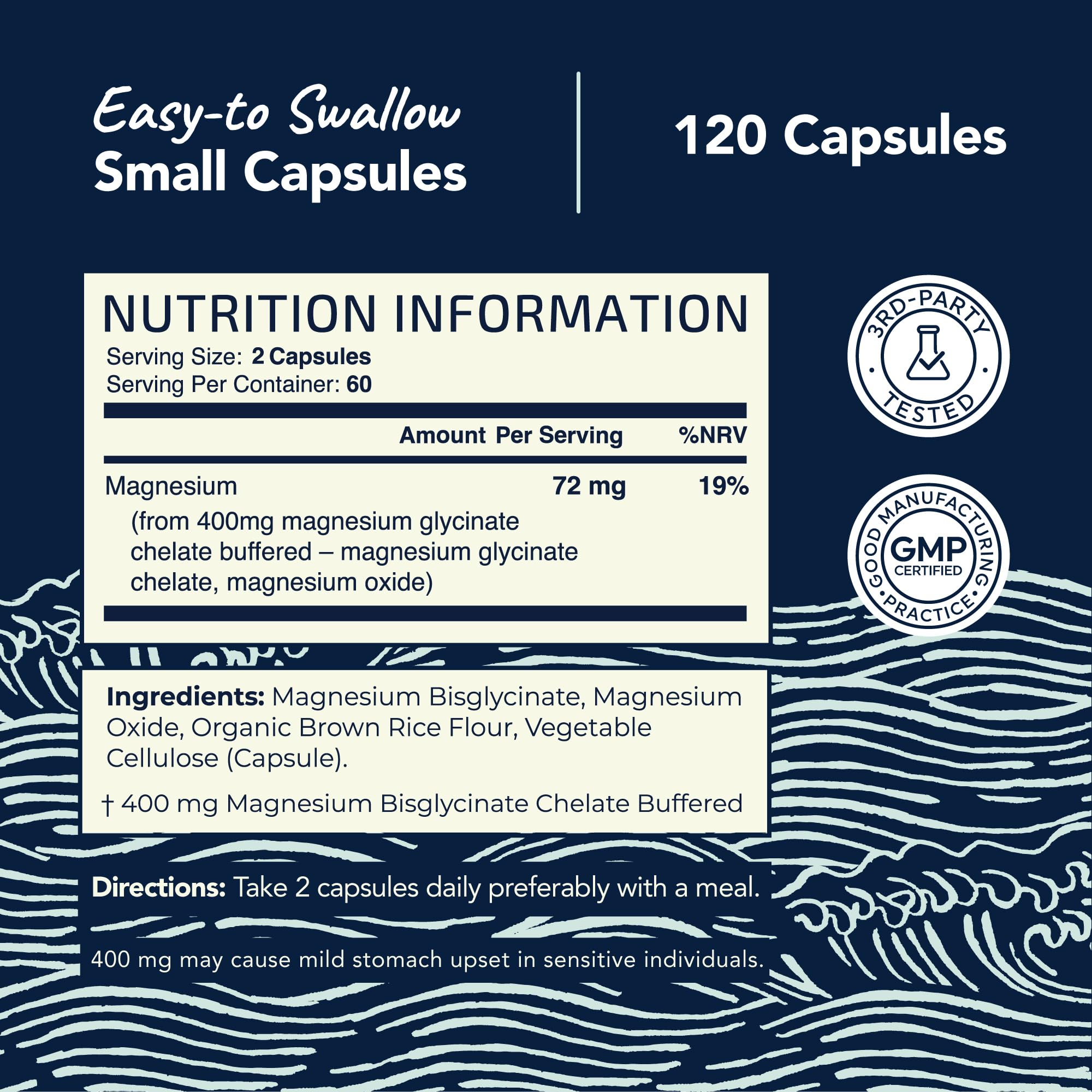Nobi Nutrition Magnesium Glycinate capsules in hand