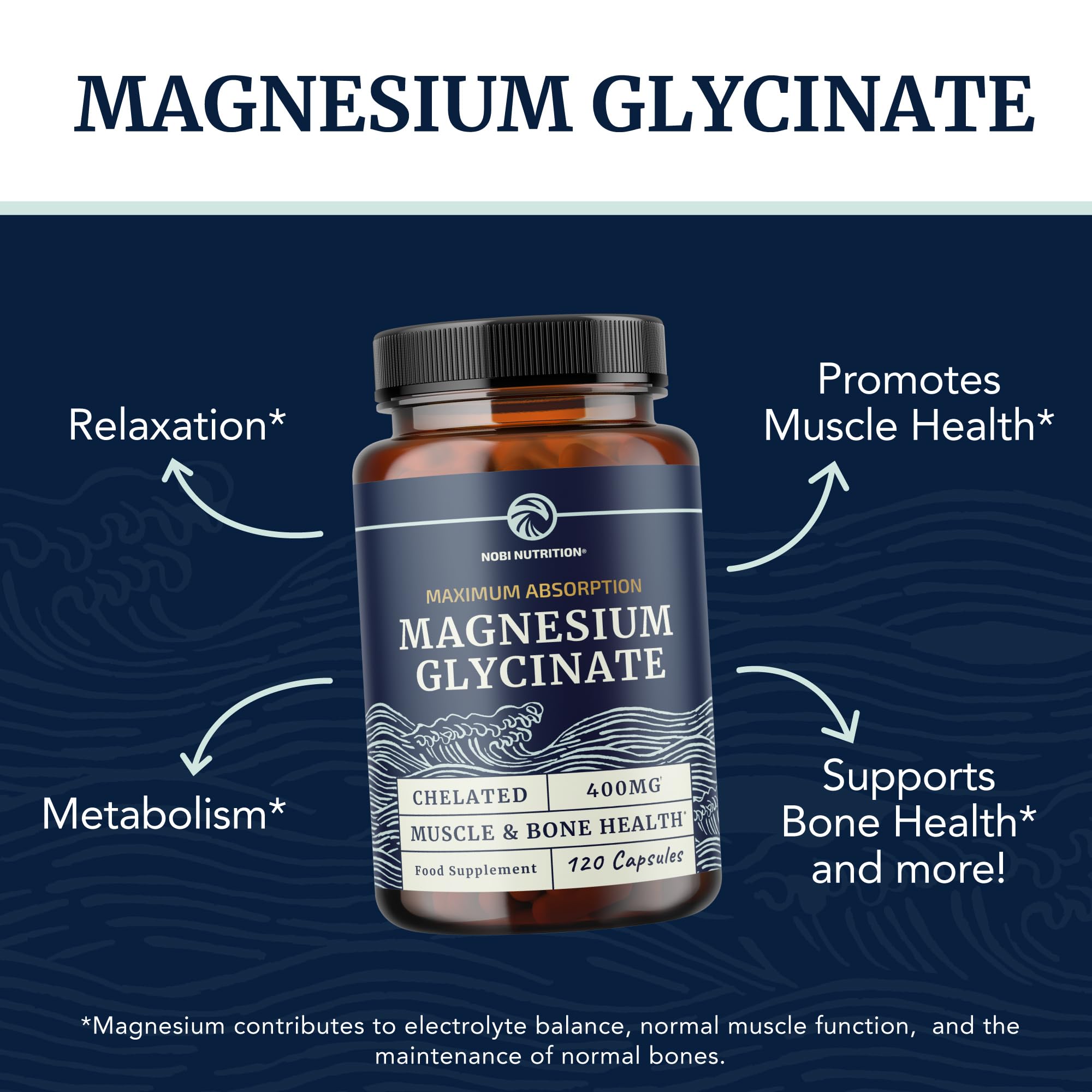 Nobi Nutrition Magnesium Glycinate capsules with measuring spoon