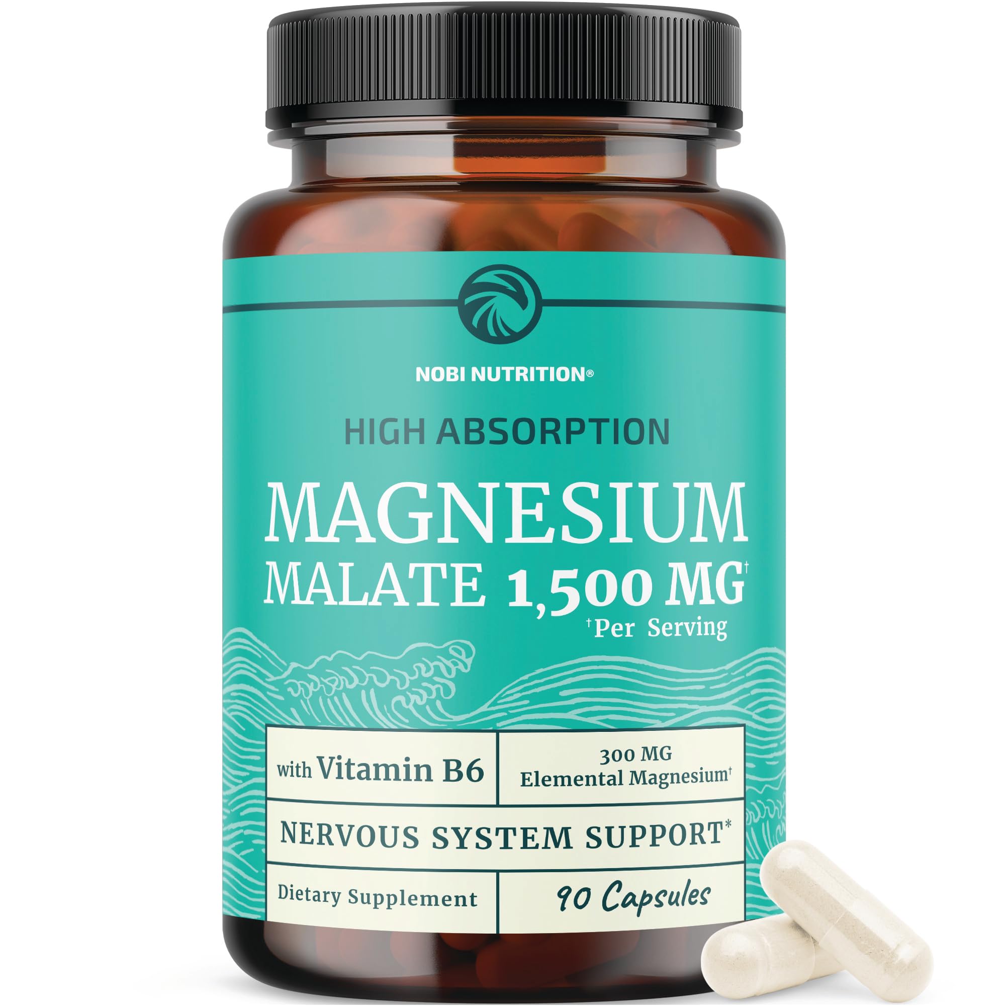 Nobi Nutrition Magnesium Malate 300mg capsules front view