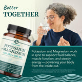 Nobi Nutrition Magnesium Potassium Supplement 400mg on wooden table