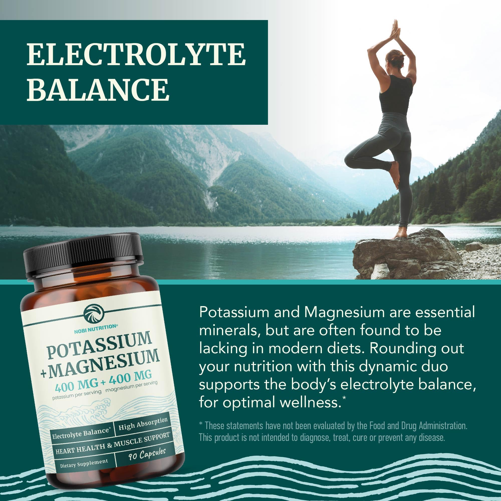 Nobi Nutrition Magnesium Potassium Supplement 400mg packaging