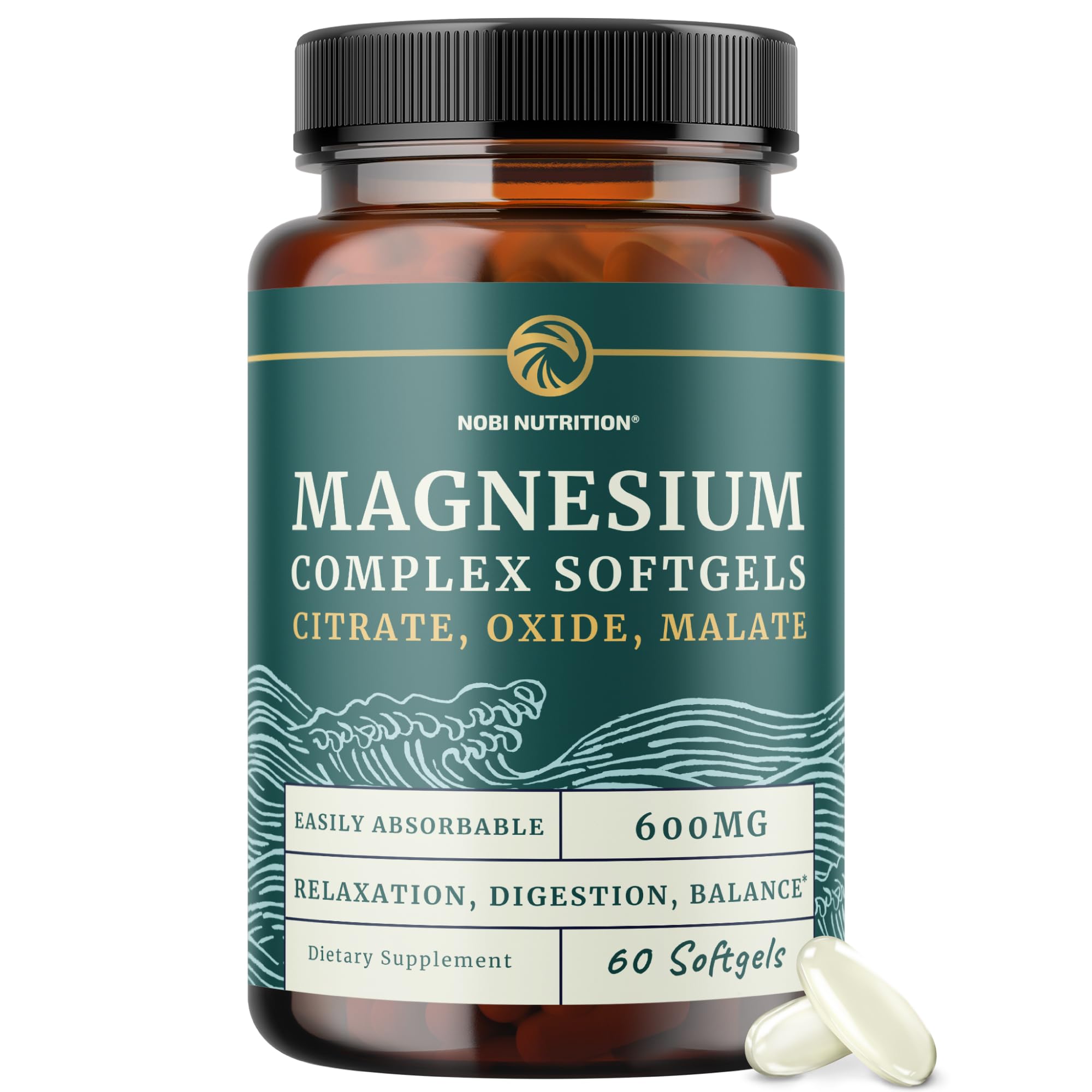 Nobi Nutrition Magnesium Softgels 300mg front view